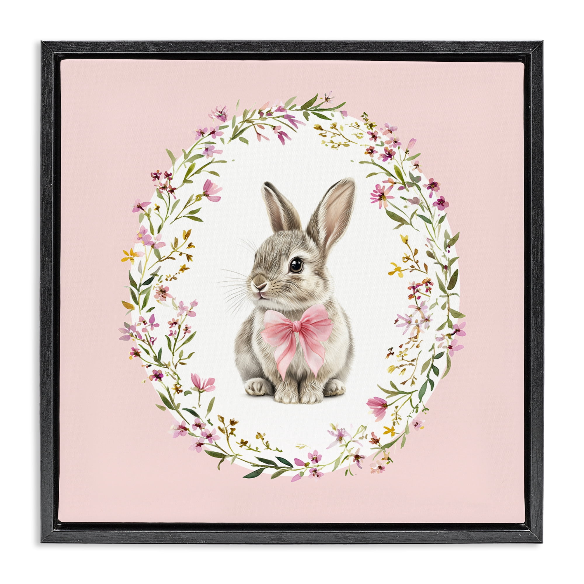 Stupell Industries Blush Pink Bunny Black Framed Floater Canvas Wall Art, design by Christine Simpson Art