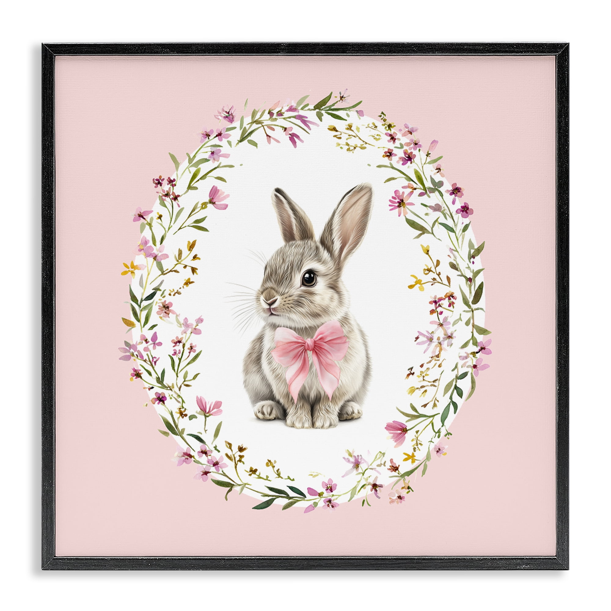 Stupell Industries Blush Pink Bunny Black Framed Giclee Art, design by Christine Simpson Art