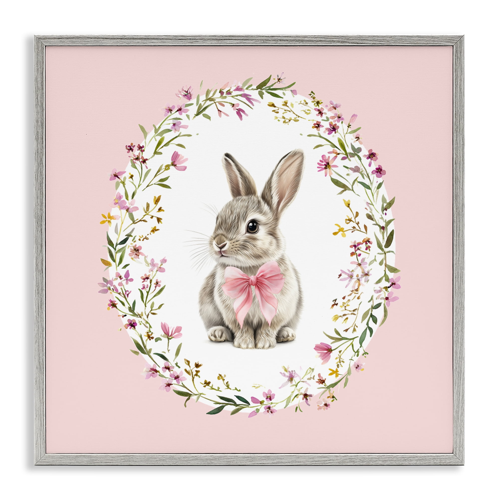 Stupell Industries Blush Pink Bunny Gray Framed Giclee Art, design by Christine Simpson Art