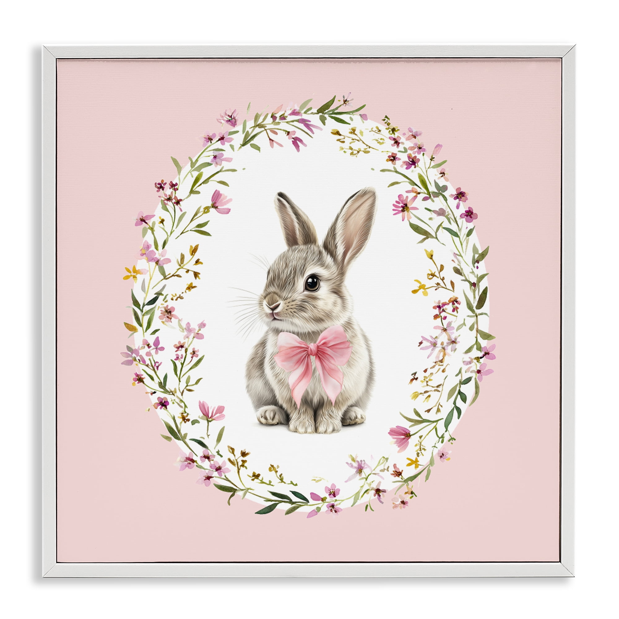Stupell Industries Blush Pink Bunny White Framed Giclee Art, design by Christine Simpson Art