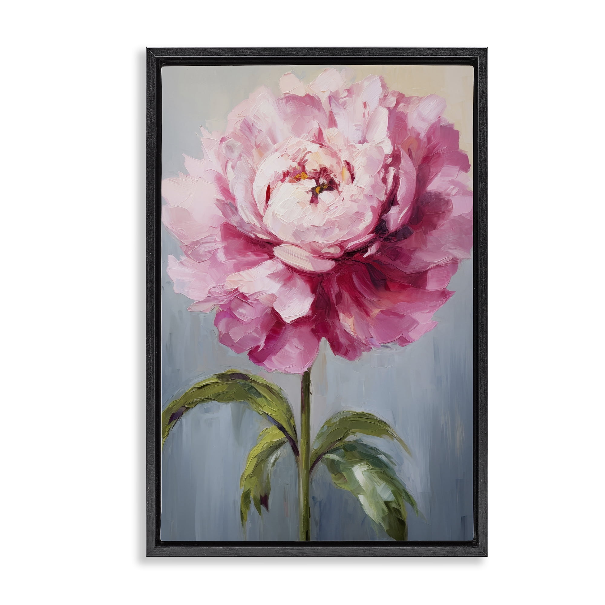 Stupell Industries Blush Pink Carnation Botanical & Floral Painting Black Floater Framed Art Print Wall Art, 21 x 31