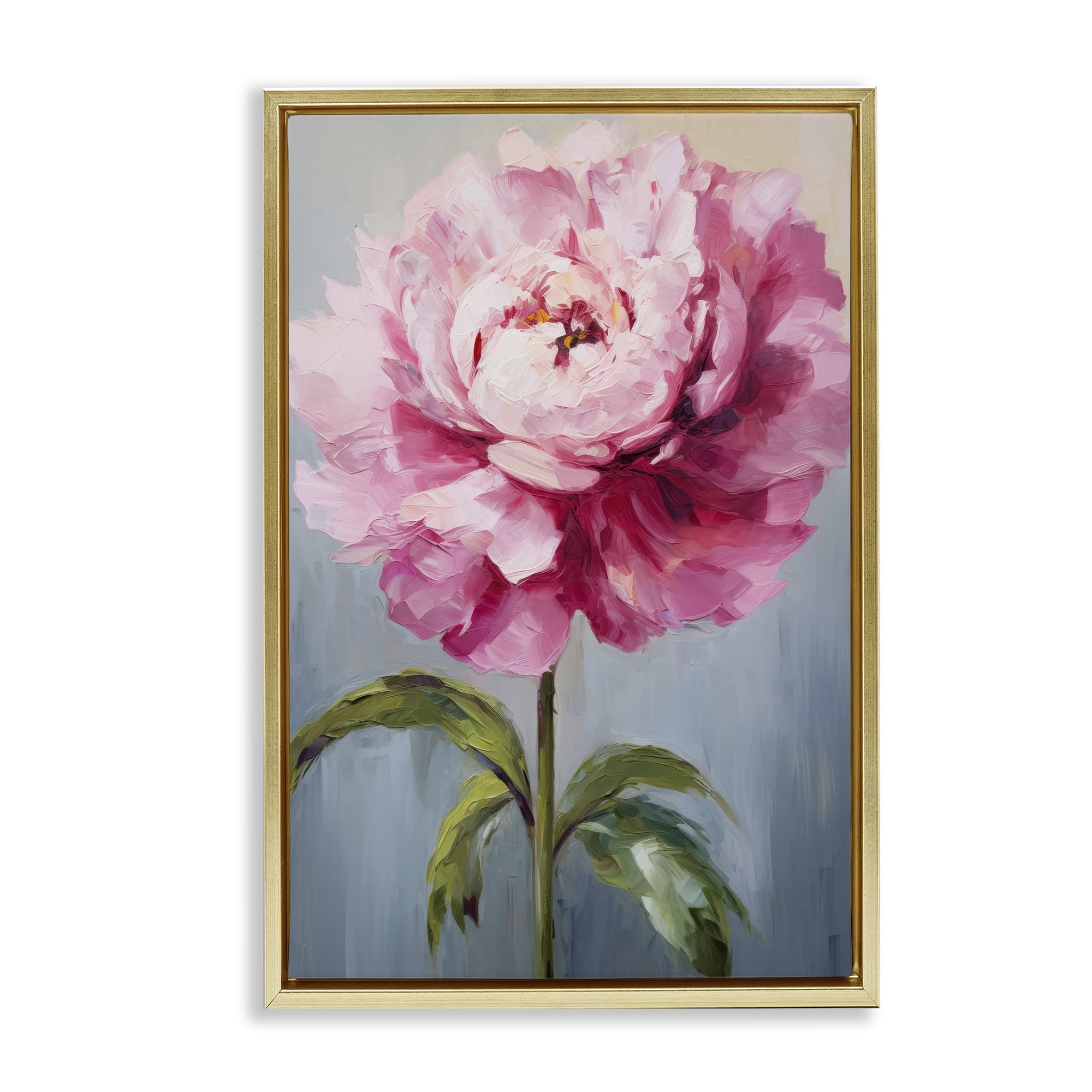 Stupell Industries Blush Pink Carnation Botanical & Floral Painting Gold Floater Framed Art Print Wall Art, 21 x 31