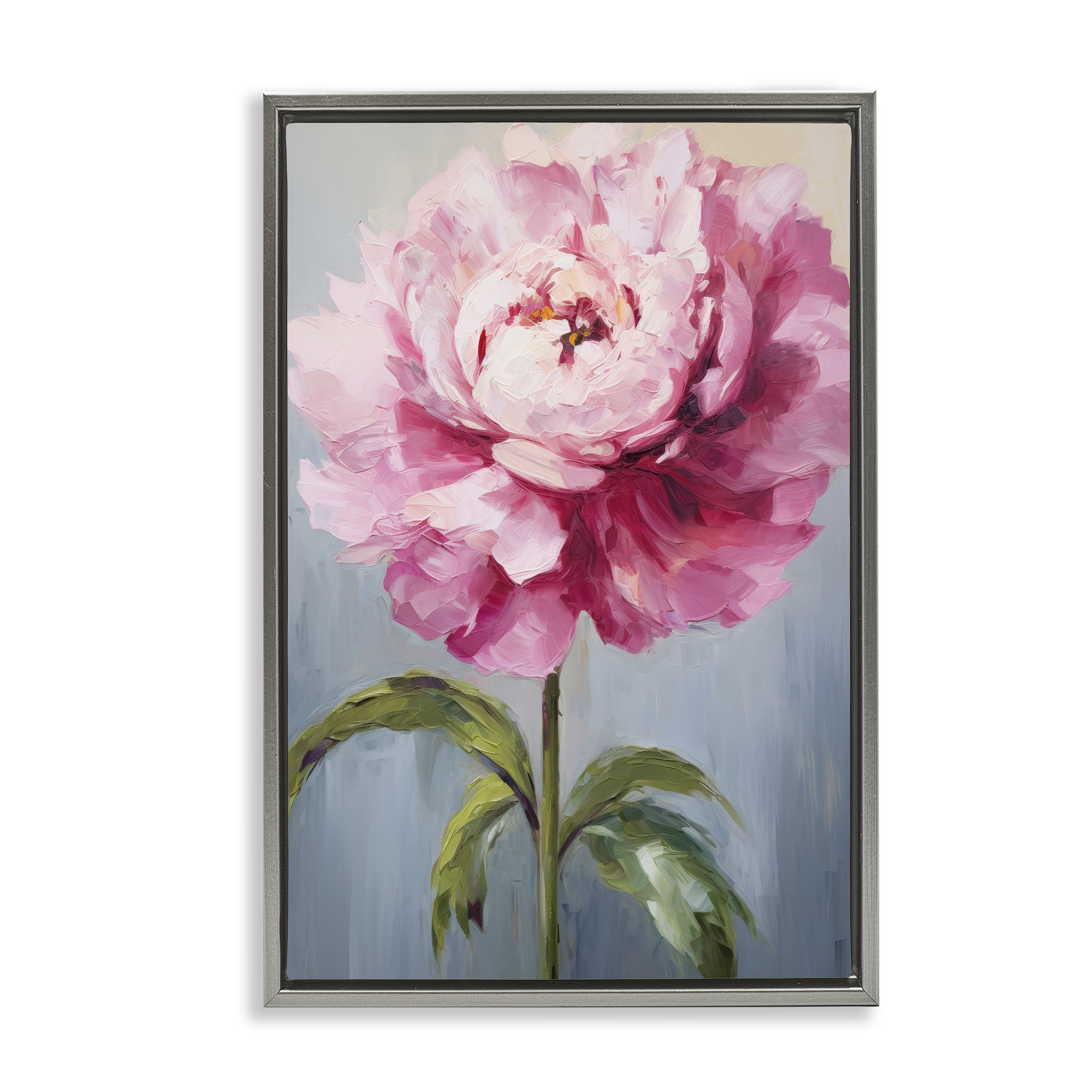 Stupell Industries Blush Pink Carnation Botanical & Floral Painting Gray Floater Framed Art Print Wall Art, 21 x 31