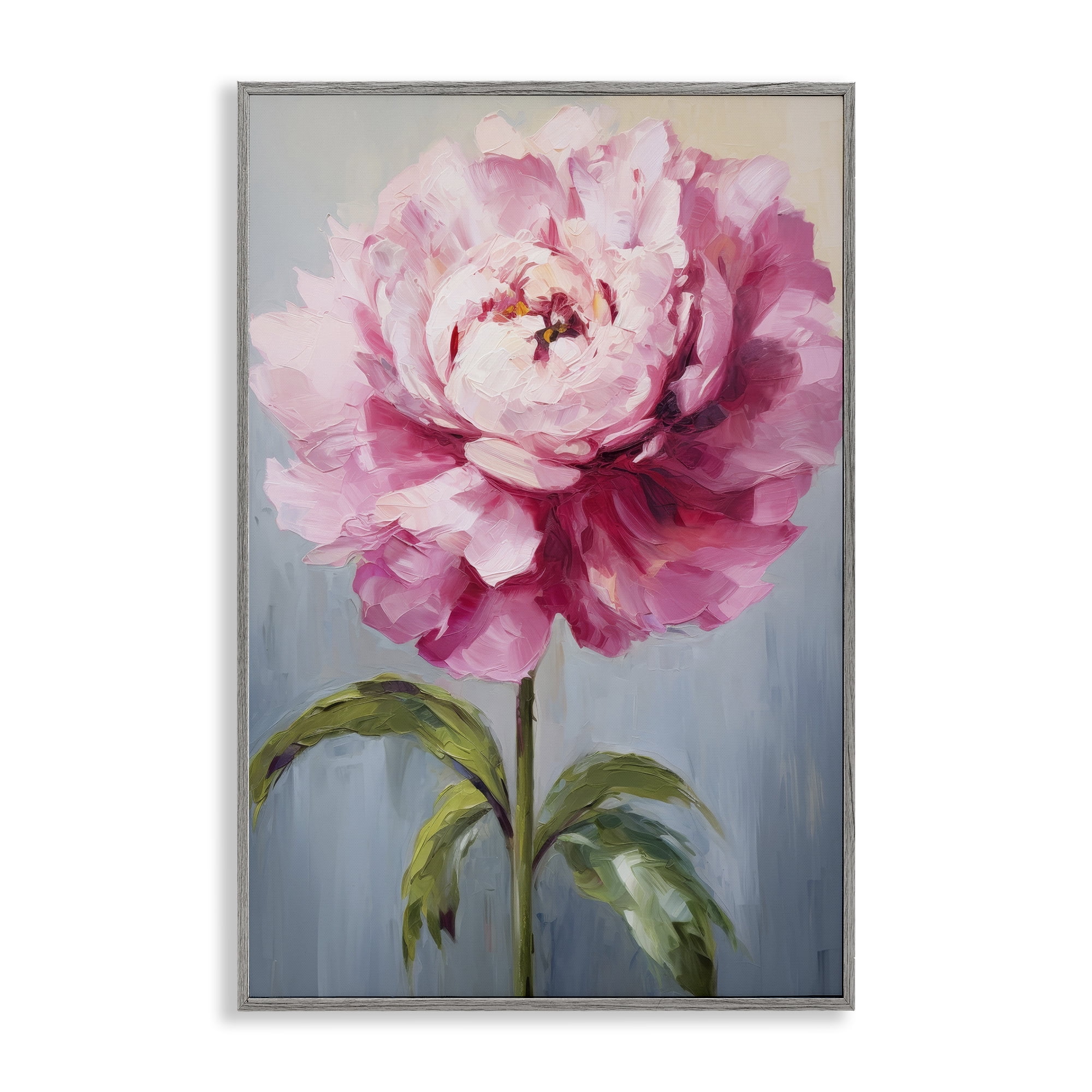 Stupell Industries Blush Pink Carnation Botanical & Floral Painting Gray Framed Art Print Wall Art, 20 x 30