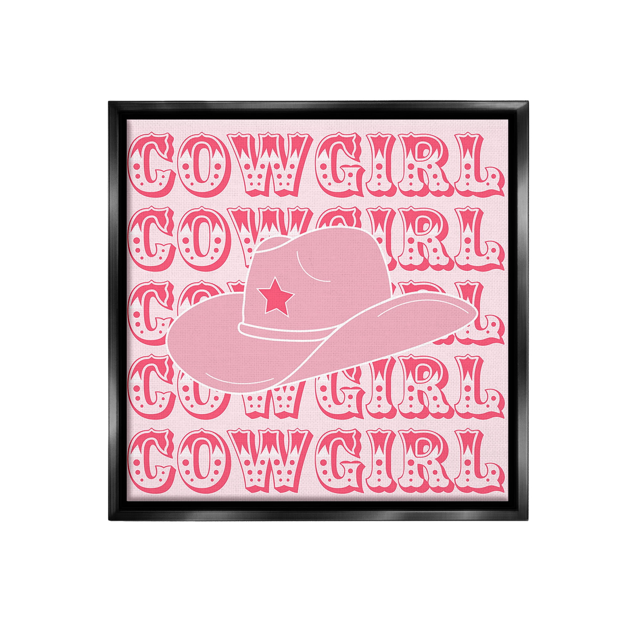 Stupell Industries Blush Pink Cowgirl Beauty & Fashion Painting Black Floater Framed Canvas Art Print Wall Art, 18 x 18