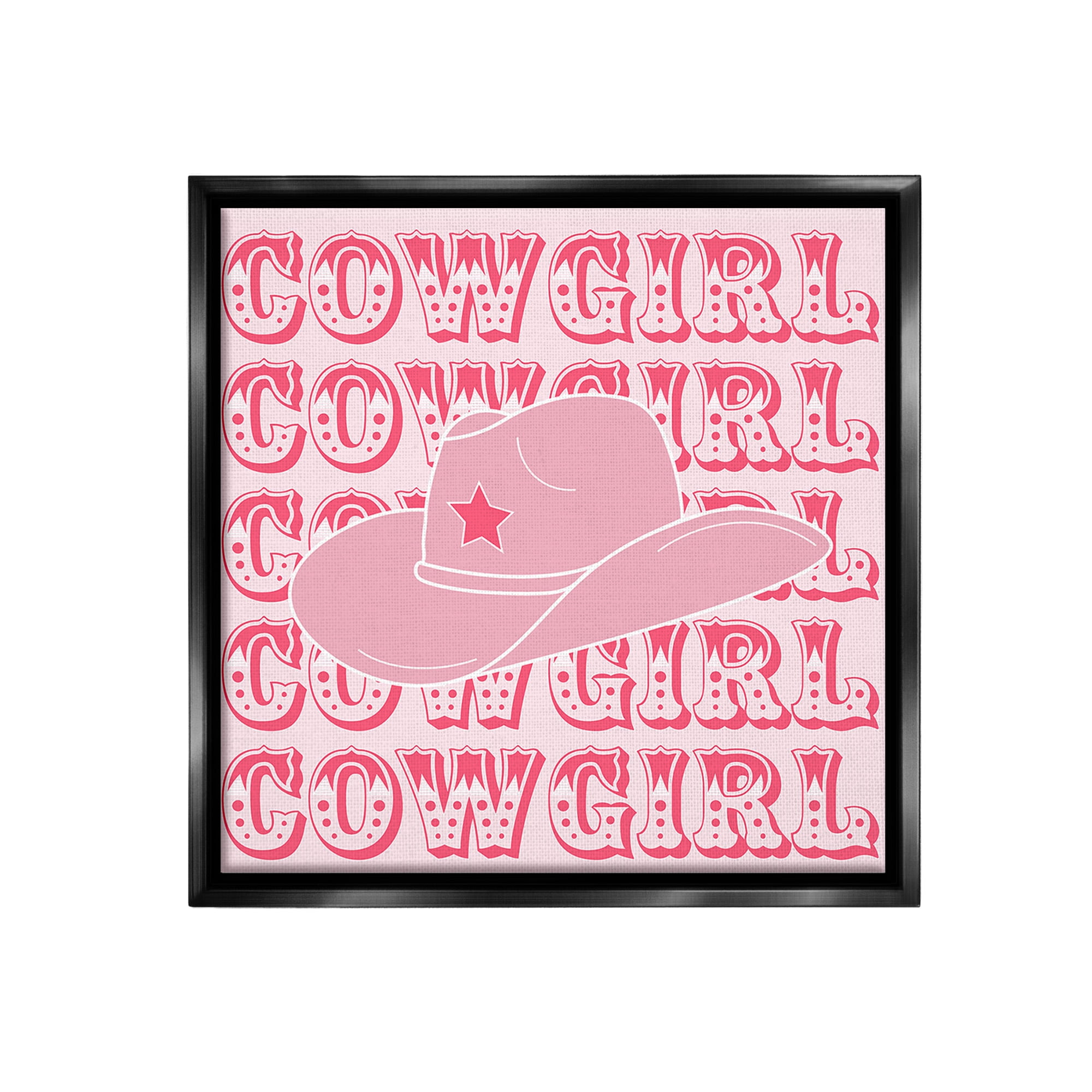 Stupell Industries Blush Pink Cowgirl Beauty & Fashion Painting Black Floater Framed Canvas Art Print Wall Art, 25 x 25