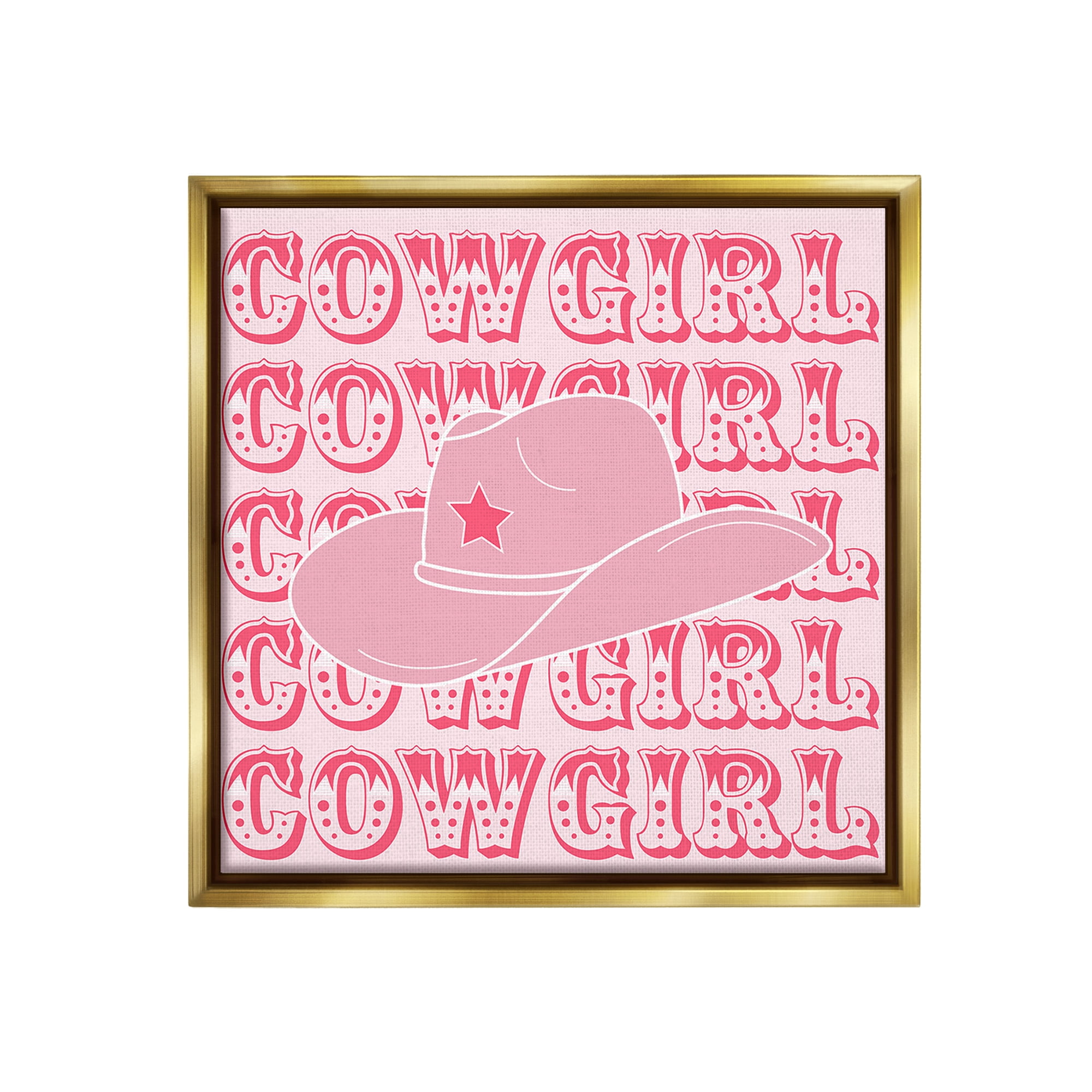 Stupell Industries Blush Pink Cowgirl Beauty & Fashion Painting Gold Floater Framed Canvas Art Print Wall Art, 25 x 25