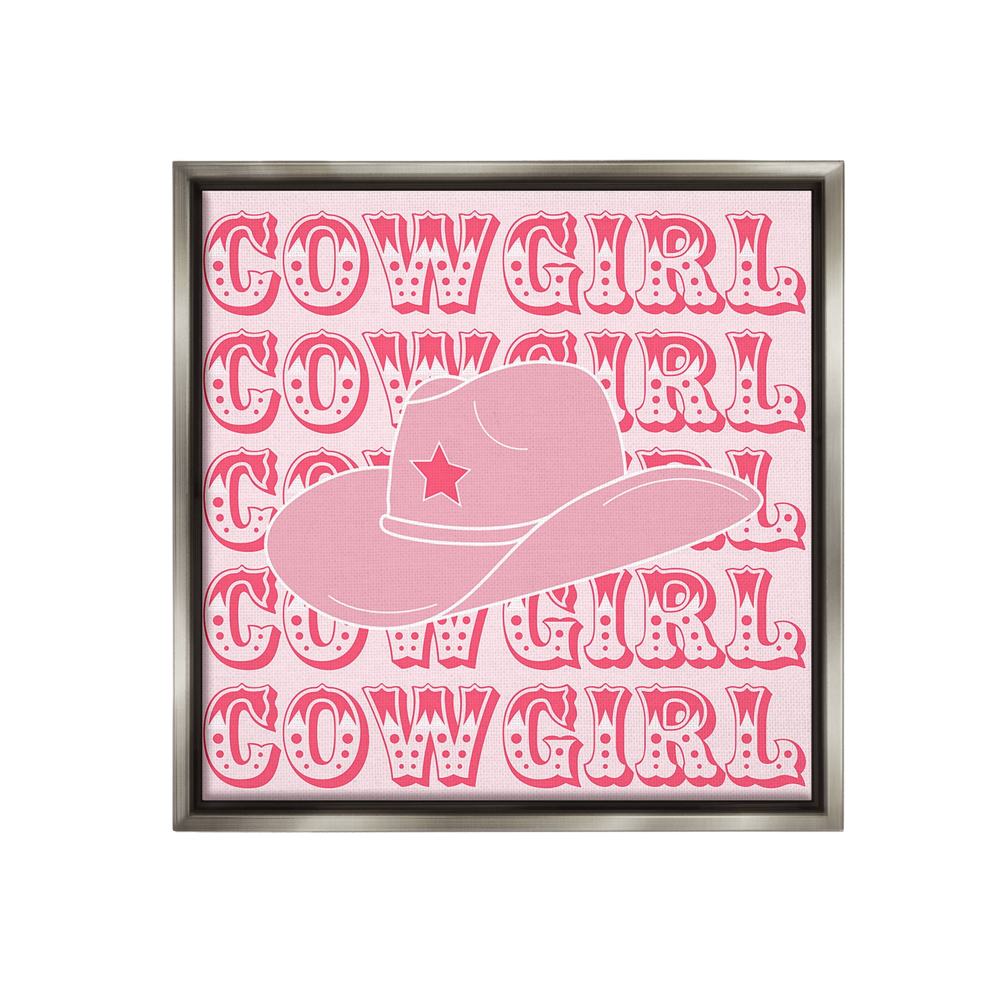 Stupell Industries Blush Pink Cowgirl Beauty & Fashion Painting Gray Floater Framed Canvas Art Print Wall Art, 25 x 25