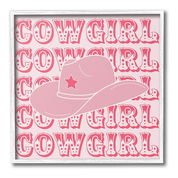 Stupell Industries Blush Pink Cowgirl Beauty & Fashion Painting White Framed Art Print Wall Art, 12 x 12