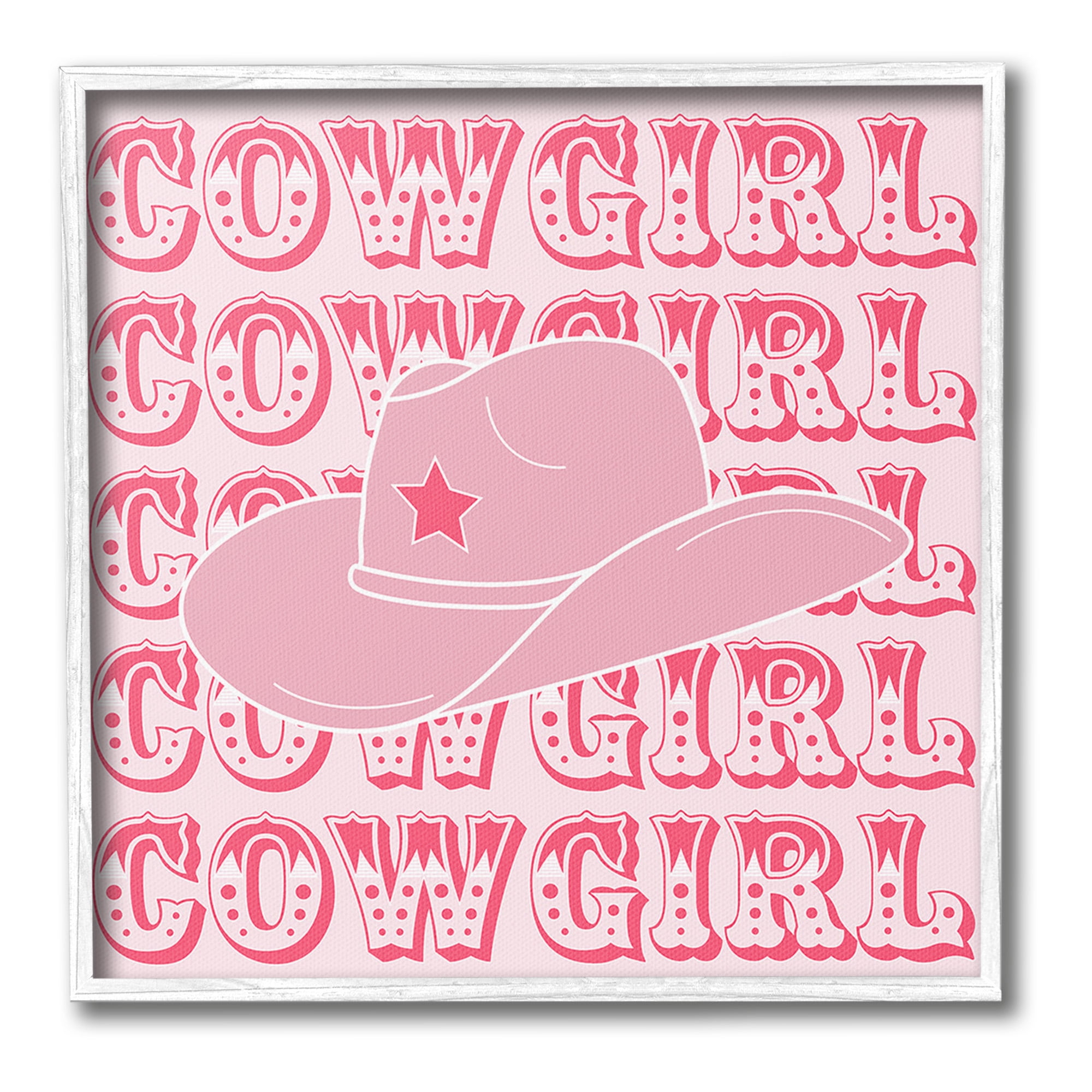 Stupell Industries Blush Pink Cowgirl Beauty & Fashion Painting White Framed Art Print Wall Art, 17 x 17
