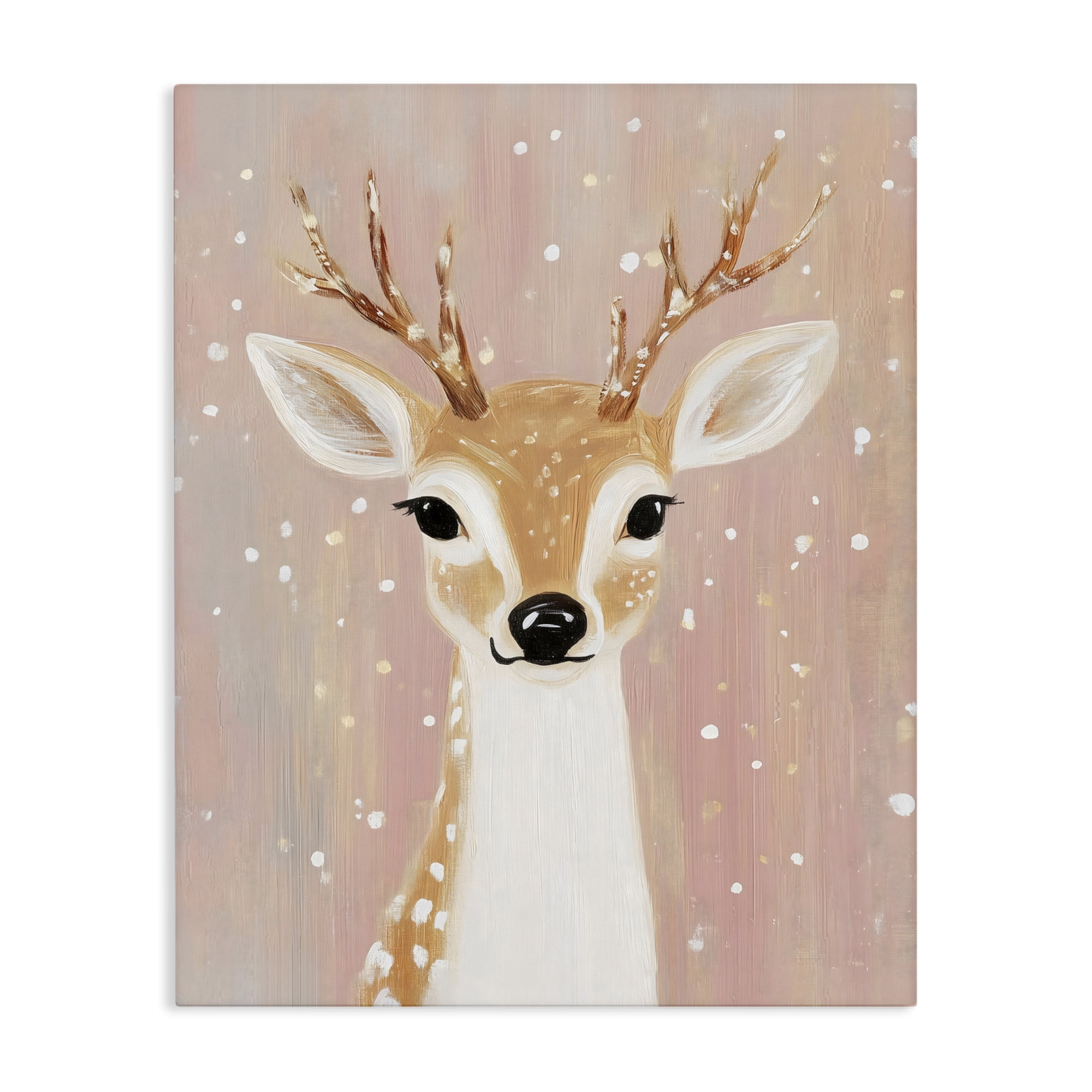 Stupell Industries Blush Pink Deer with Snowflakes Canvas Wall Art, design by The Prints Vibe