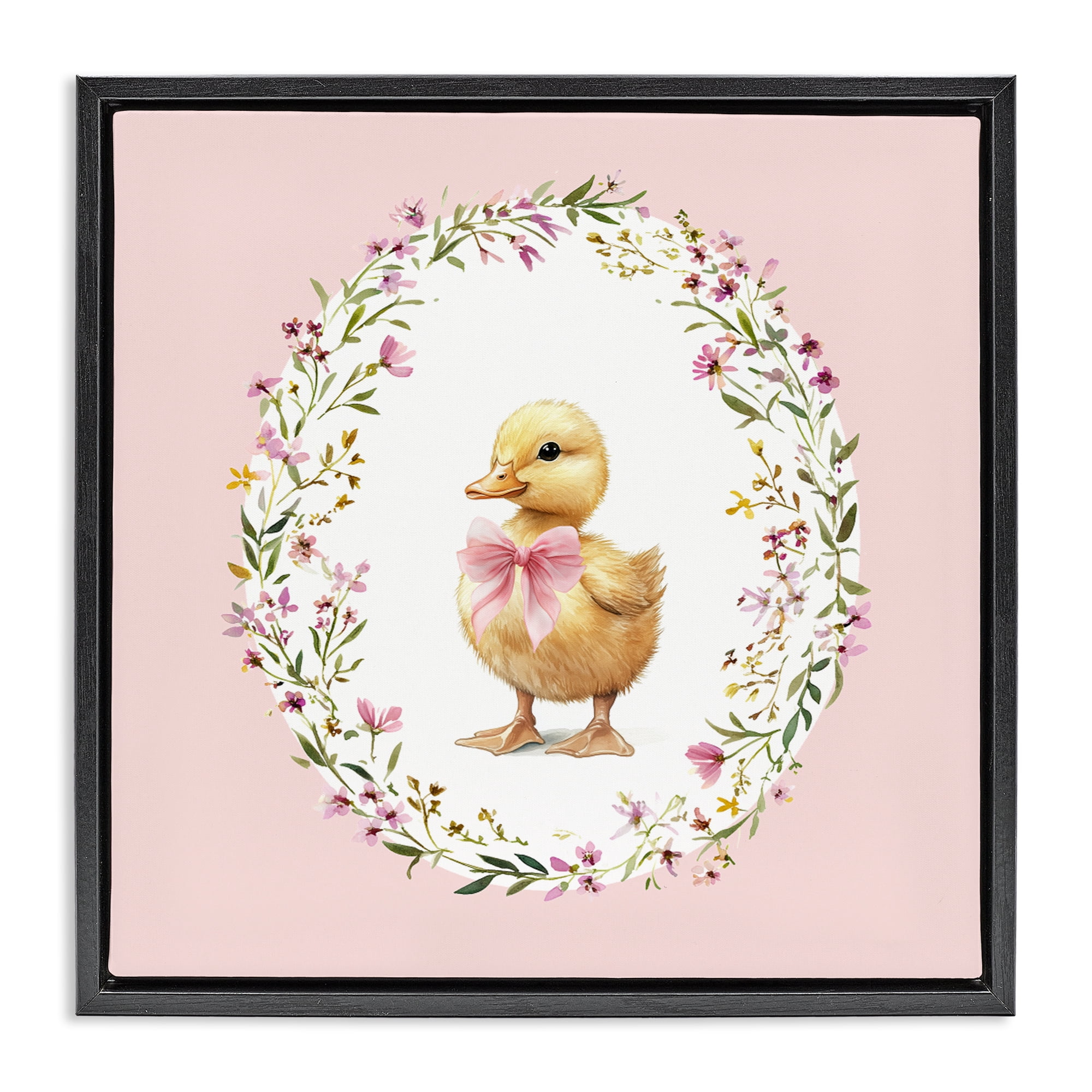 Stupell Industries Blush Pink Duckling Black Framed Floater Canvas Wall Art, design by Christine Simpson Art
