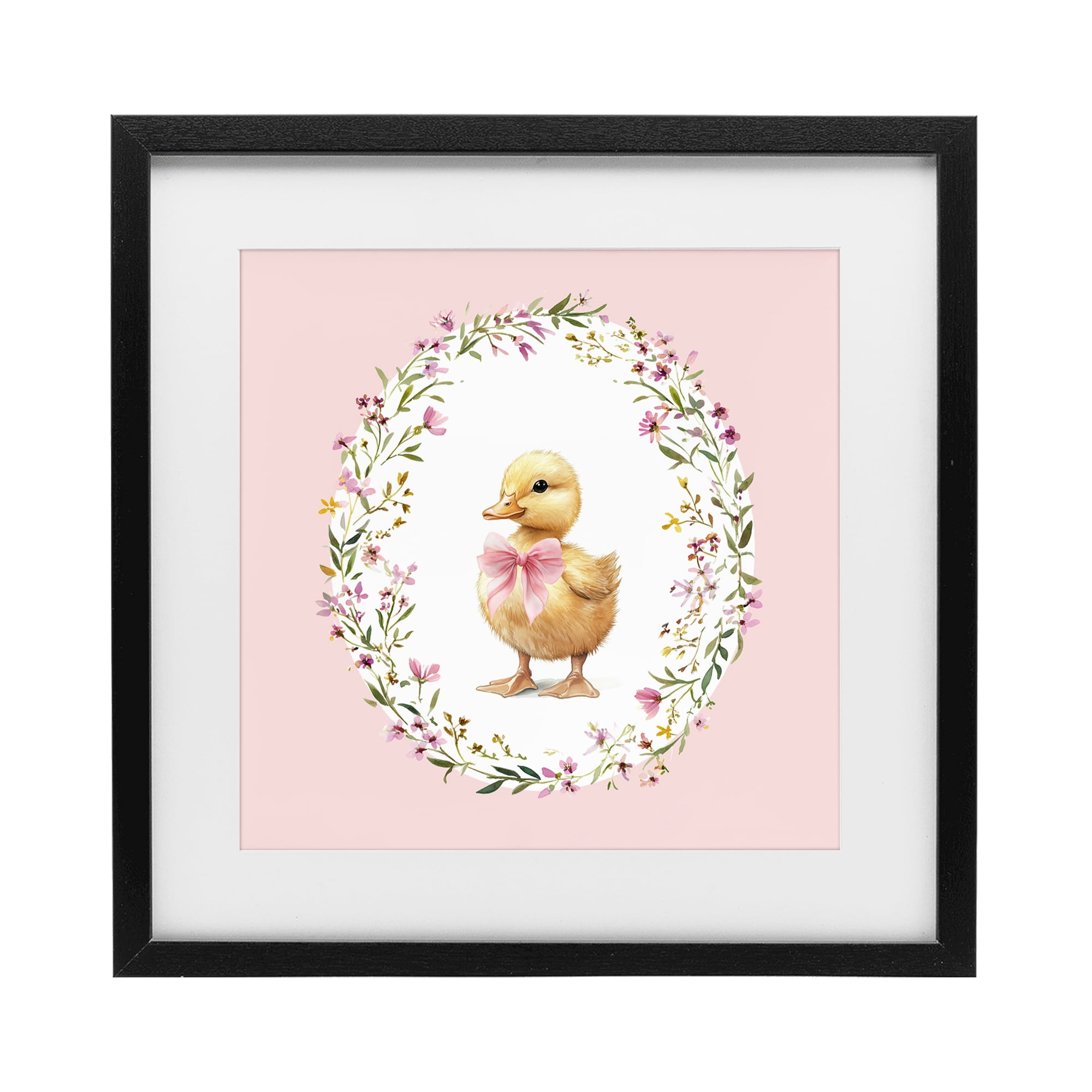 Stupell Industries Blush Pink Duckling Black Framed Print Under Glass, design by Christine Simpson Art