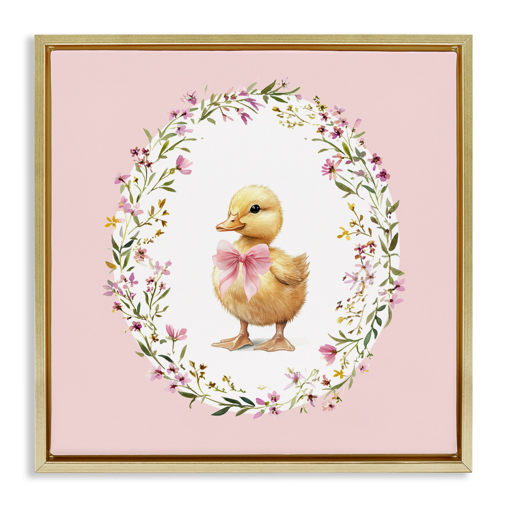Stupell Industries Blush Pink Duckling Gold Framed Floater Canvas Wall Art, design by Christine Simpson Art