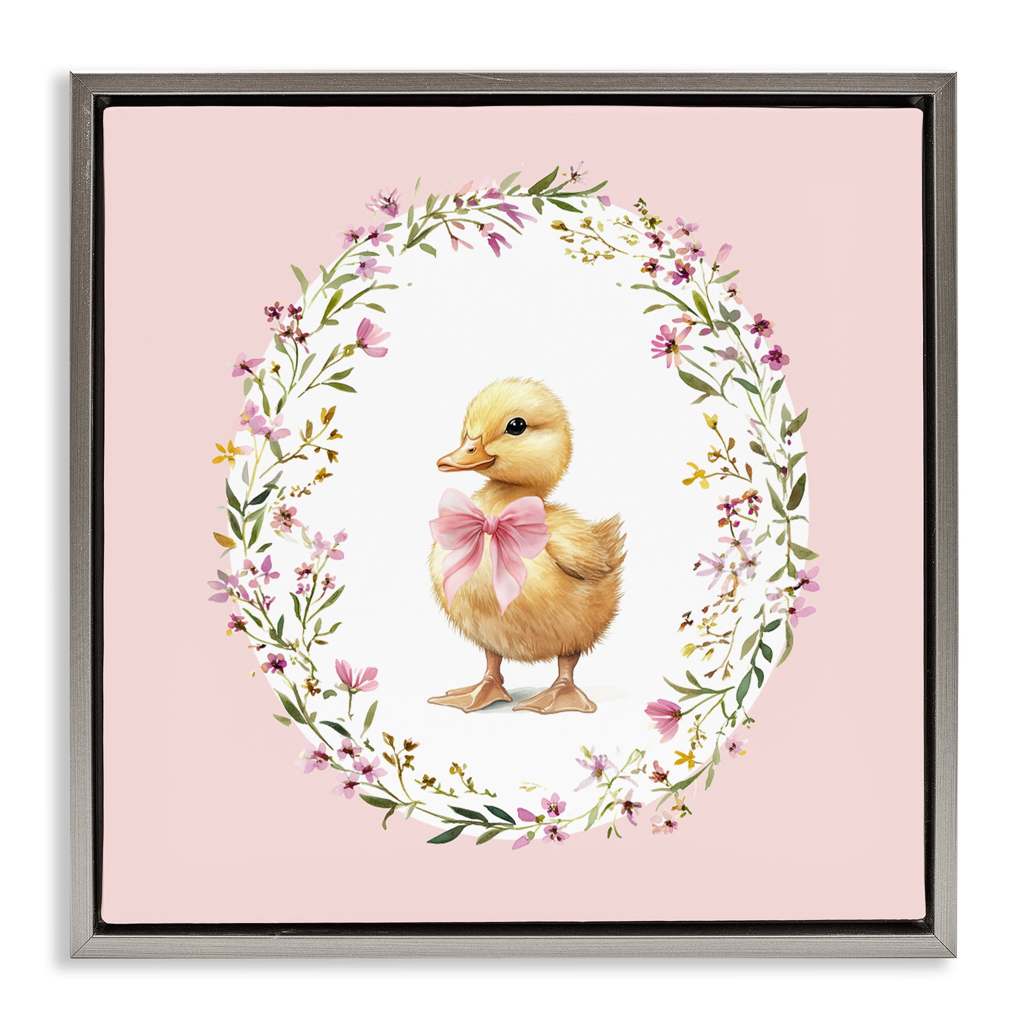Stupell Industries Blush Pink Duckling Gray Framed Floater Canvas Wall Art, design by Christine Simpson Art
