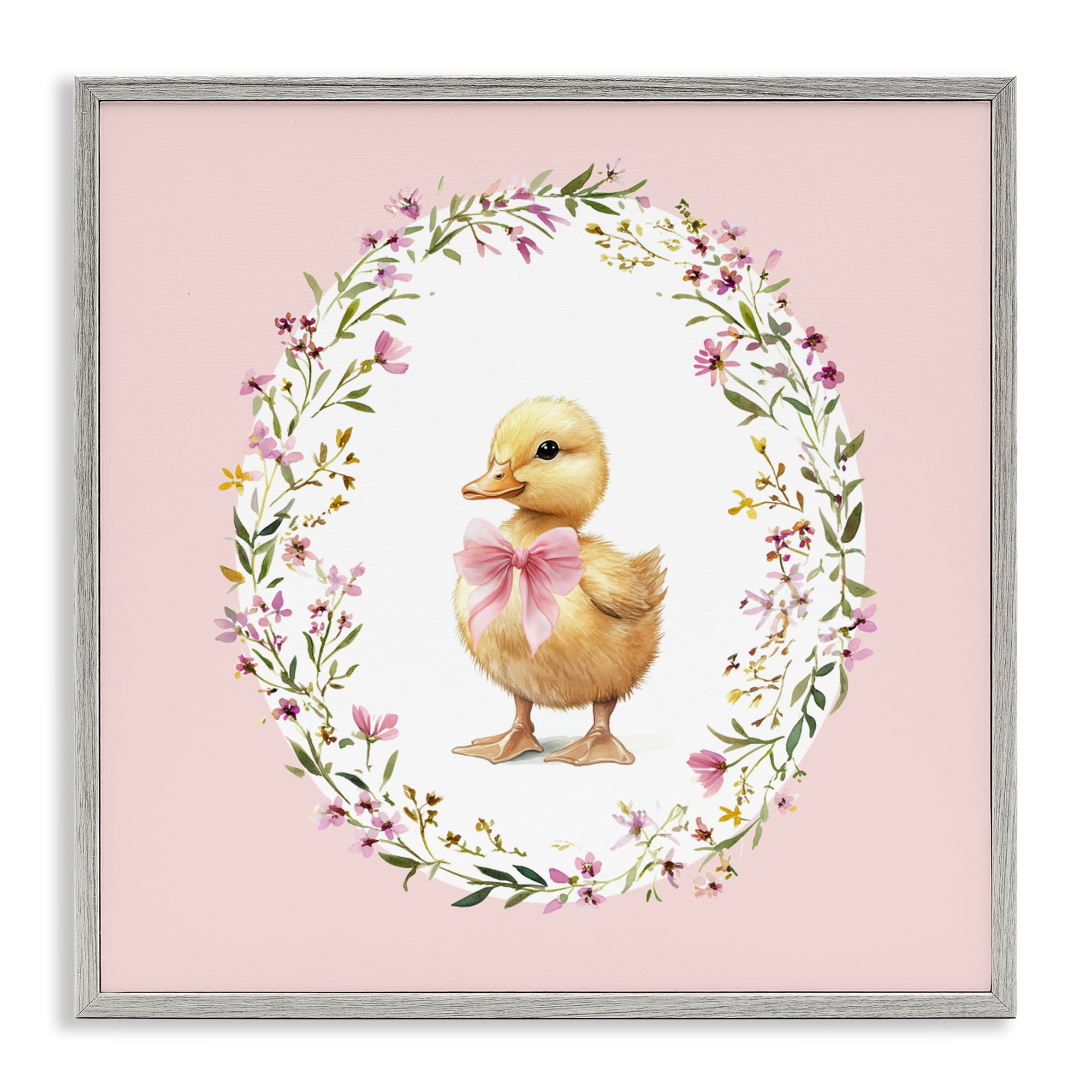 Stupell Industries Blush Pink Duckling Gray Framed Giclee Art, design by Christine Simpson Art