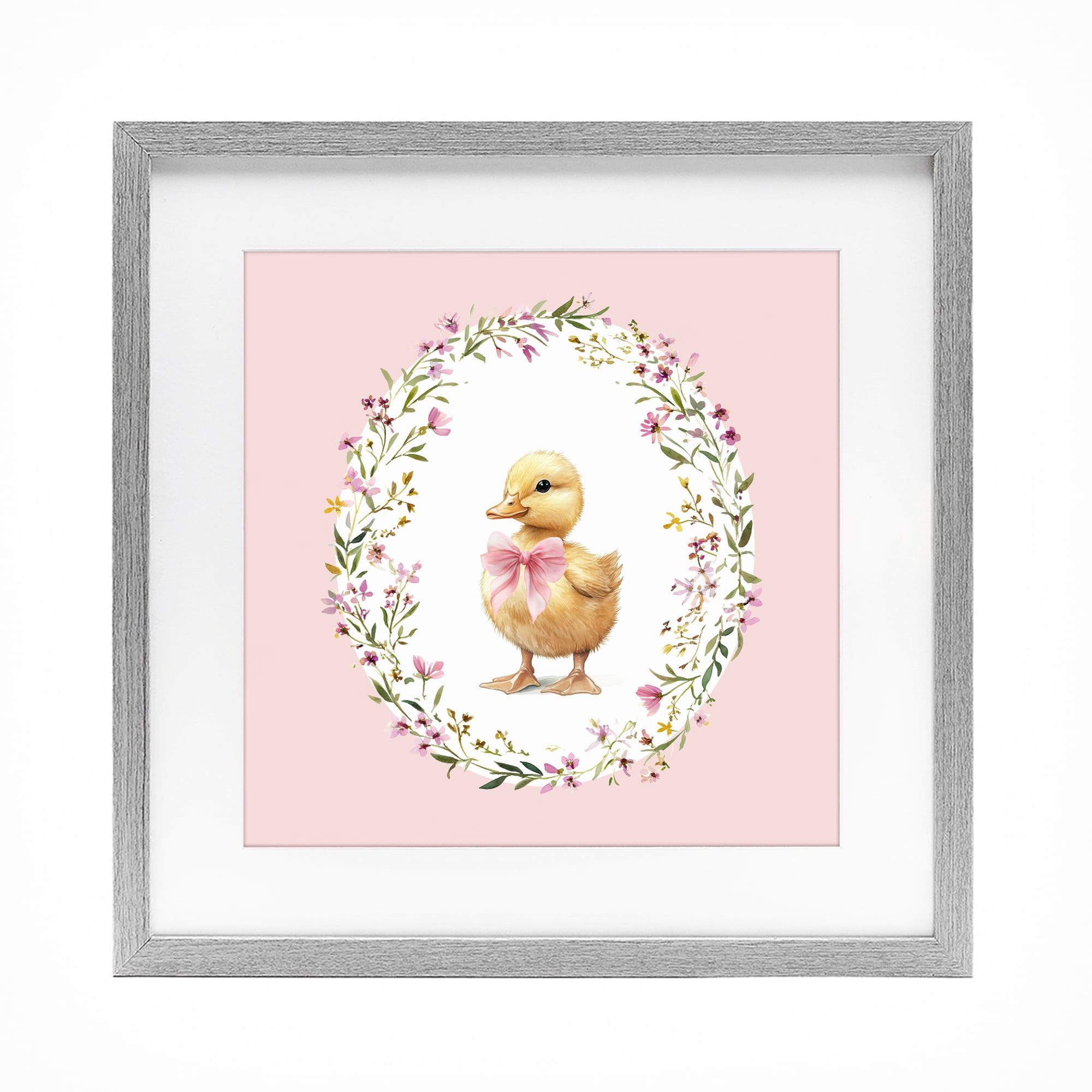 Stupell Industries Blush Pink Duckling Gray Framed Print Under Glass, design by Christine Simpson Art