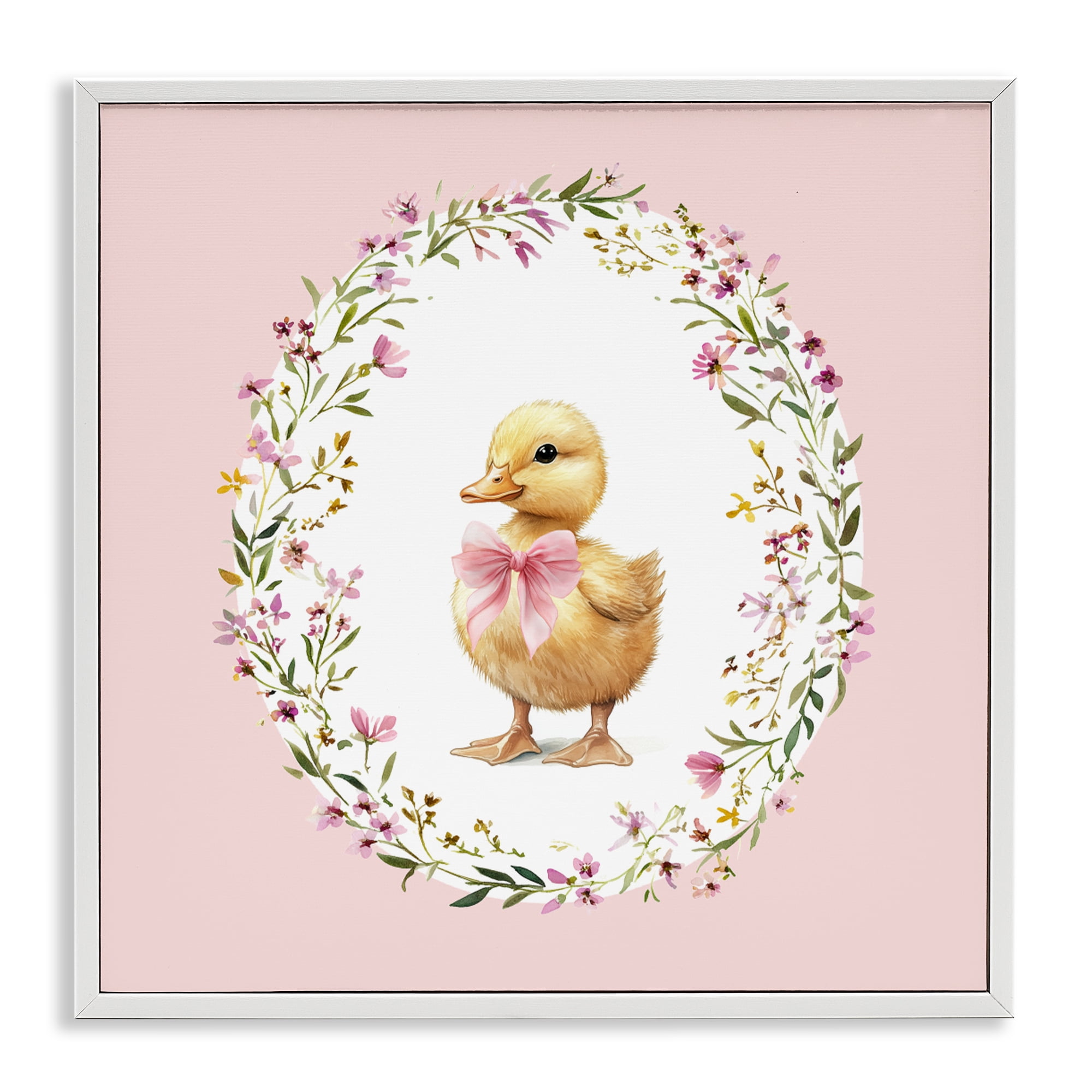 Stupell Industries Blush Pink Duckling White Framed Giclee Art, design by Christine Simpson Art