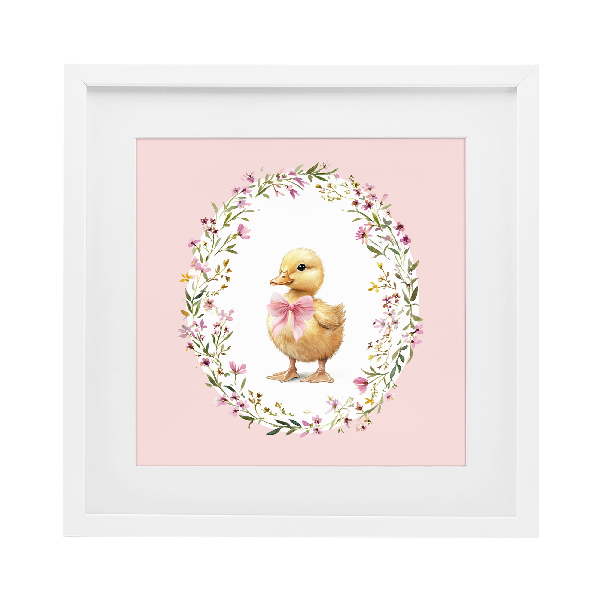 Stupell Industries Blush Pink Duckling White Framed Print Under Glass, design by Christine Simpson Art