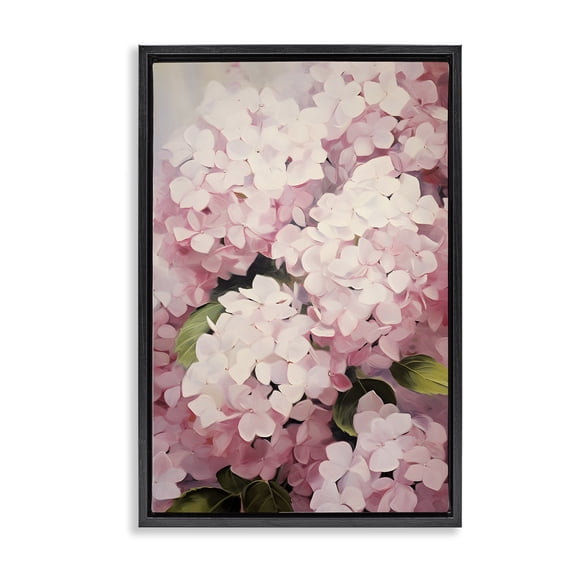Stupell Industries Cottage Blush Pink Hydrangeas Black Floating Frame Canvas Art, 17 x 25, by Petals Prints Design
