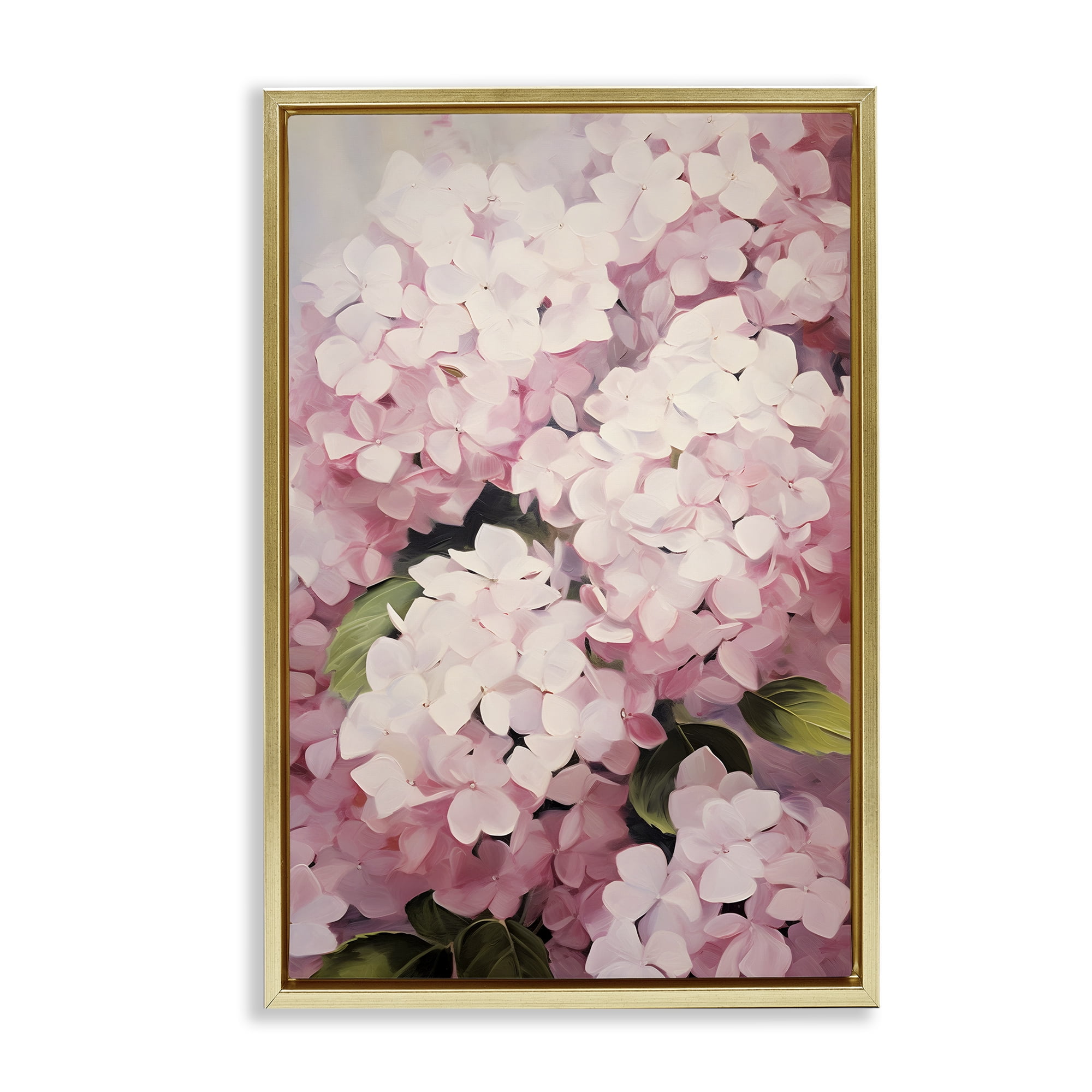 Stupell Industries Blush Pink Hydrangeas Botanical & Floral Painting Gold Floater Framed Art Print Wall Art, 21 x 31