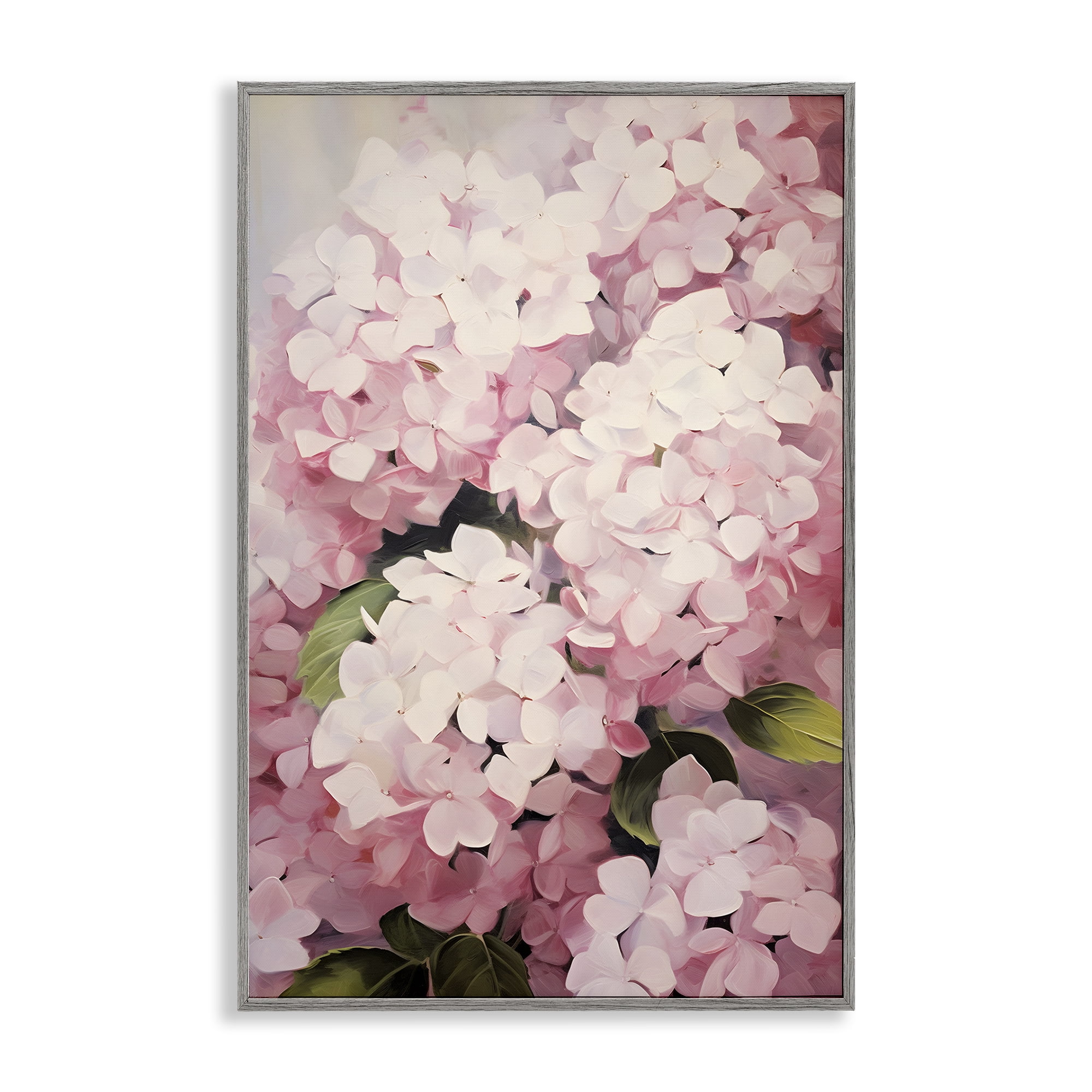 Stupell Industries Blush Pink Hydrangeas Botanical & Floral Painting Gray Framed Art Print Wall Art, 12 x 18