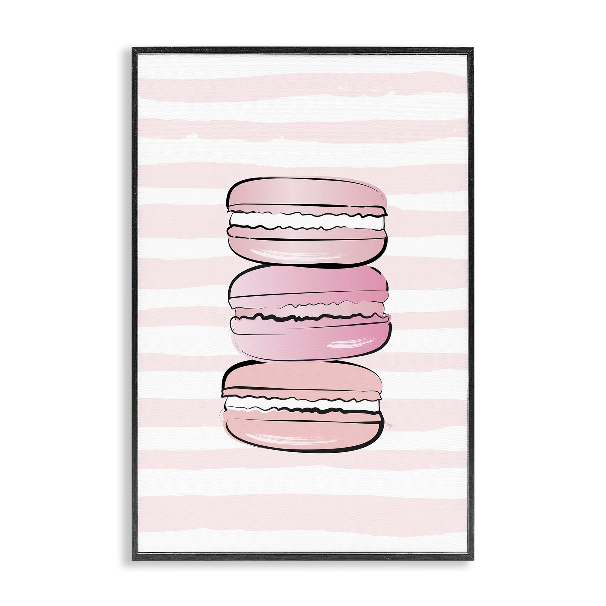 Stupell Industries Blush Pink Macarons Food & Beverage Painting Black Framed Art Print Wall Art, 12 x 18