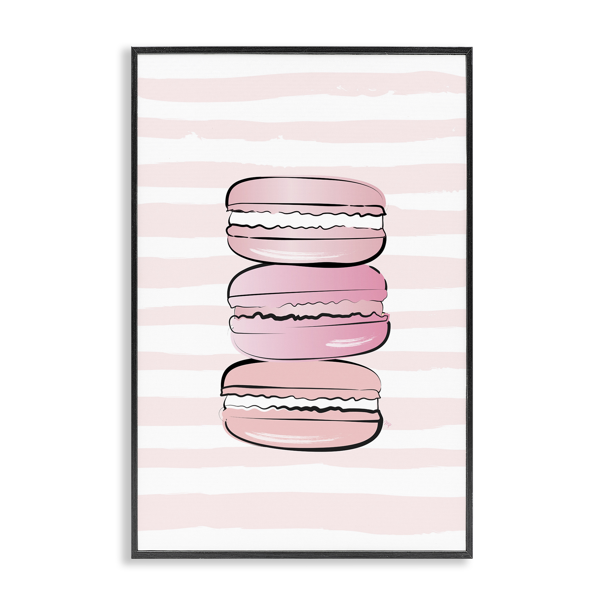 Stupell Industries Blush Pink Macarons Food & Beverage Painting Black Framed Art Print Wall Art, 20 x 30