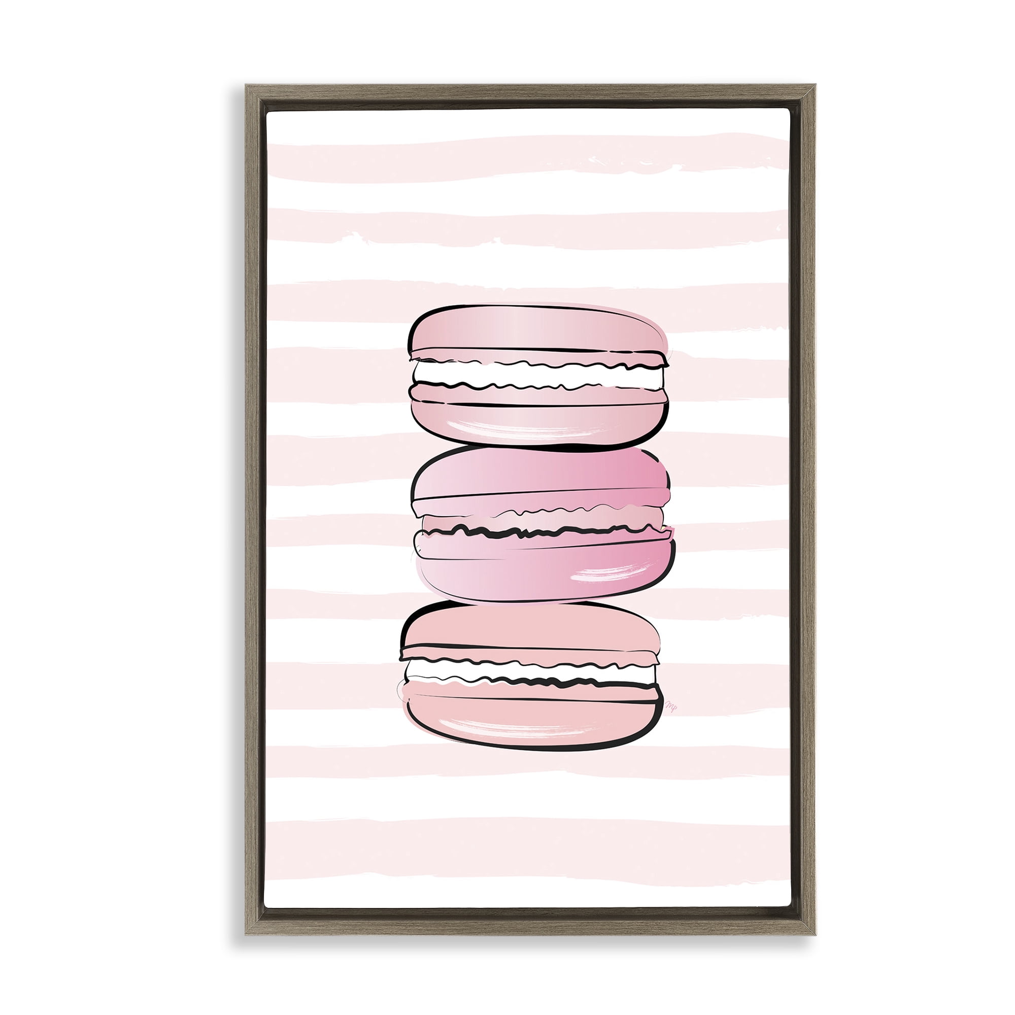 Stupell Industries Blush Pink Macarons Food & Beverage Painting Brown Floater Framed Art Print Wall Art, 17 x 25