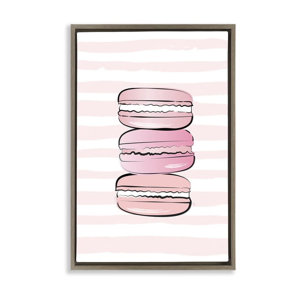Stupell Industries Blush Pink Macarons Food & Beverage Painting Brown Floater Framed Art Print Wall Art, 17 x 25