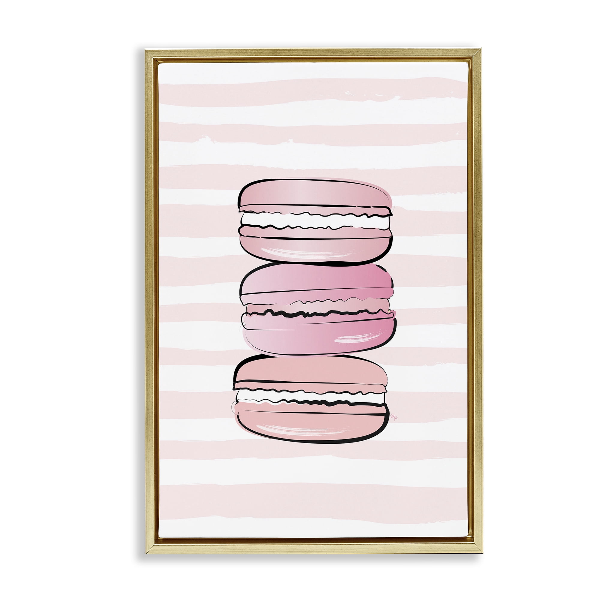 Stupell Industries Blush Pink Macarons Food & Beverage Painting Gold Floater Framed Art Print Wall Art, 17 x 25