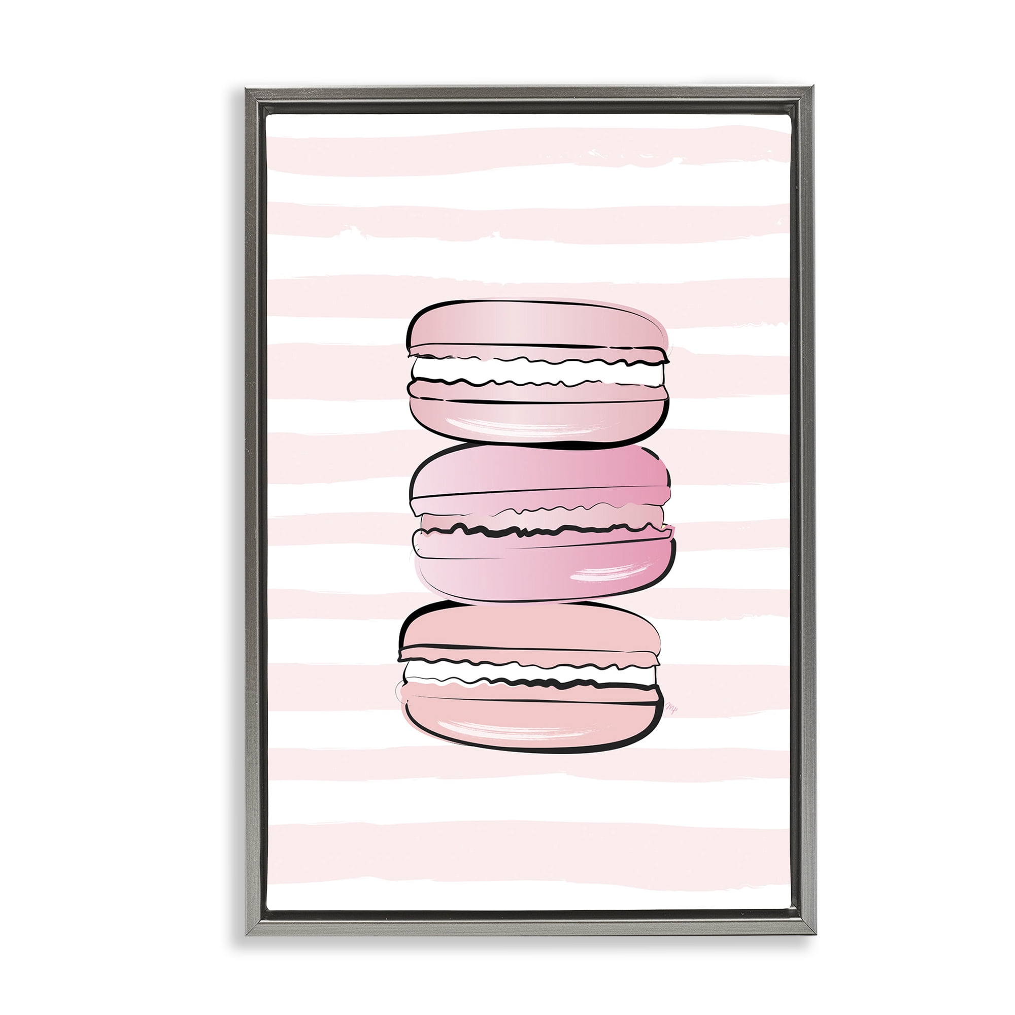 Stupell Industries Blush Pink Macarons Food & Beverage Painting Gray Floater Framed Art Print Wall Art, 21 x 31