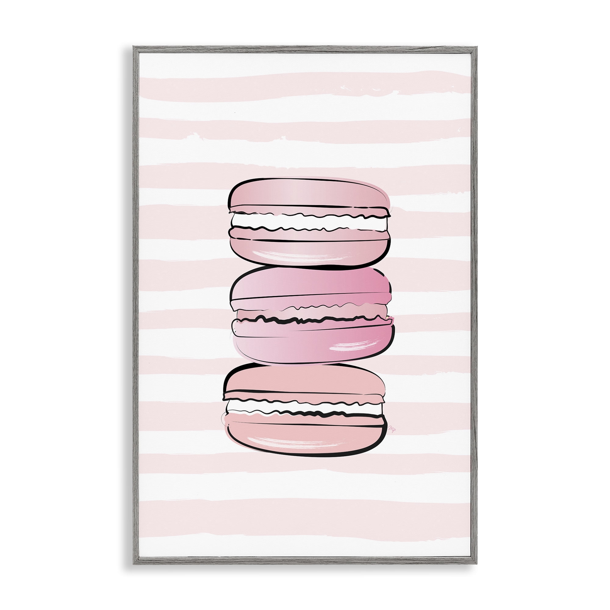 Stupell Industries Blush Pink Macarons Food & Beverage Painting Gray Framed Art Print Wall Art, 16 x 24