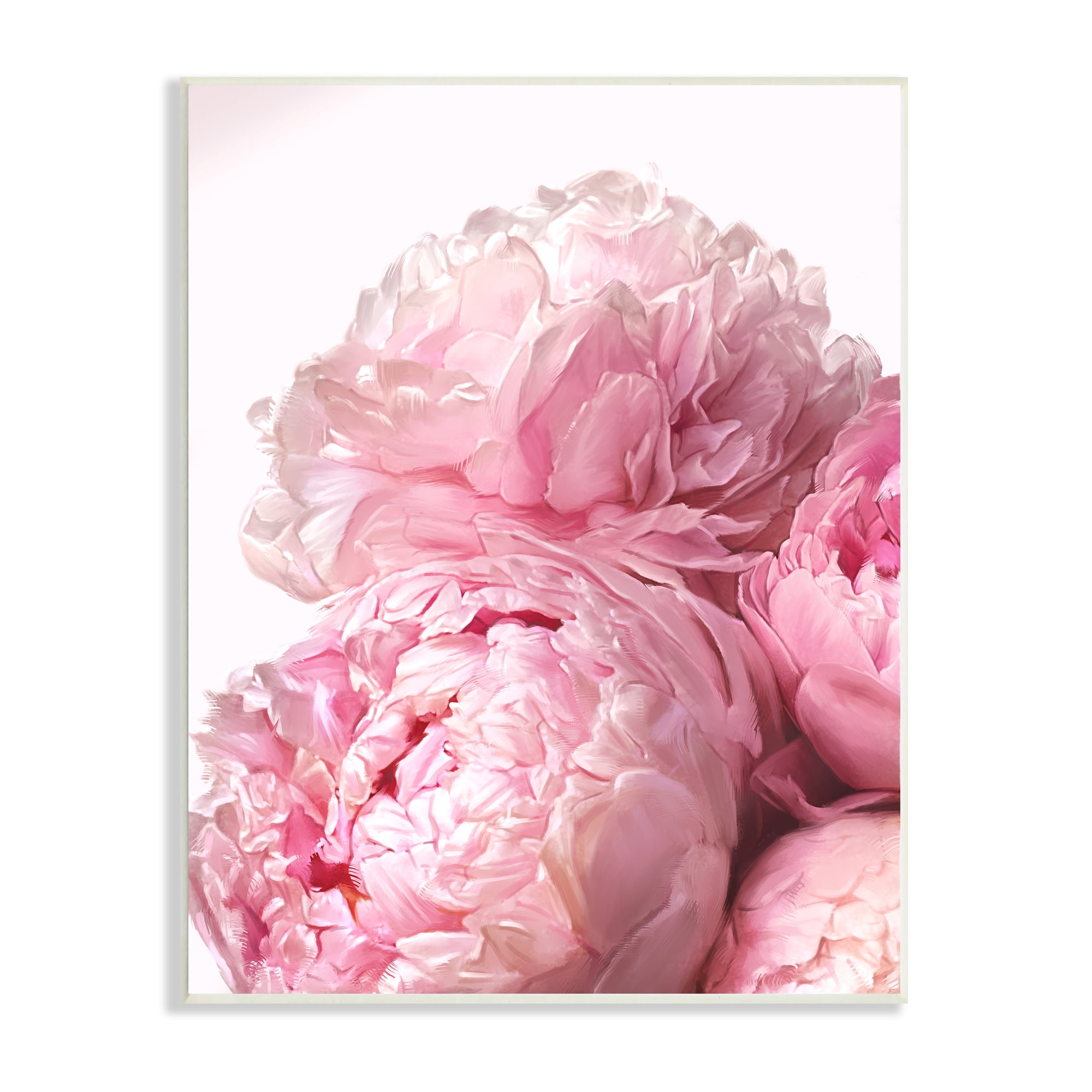Stupell Industries Blush Pink Peonies Florals Blooming over White Botanical & Floral Painting Unframed Art Print Wall Art, 10 x 15
