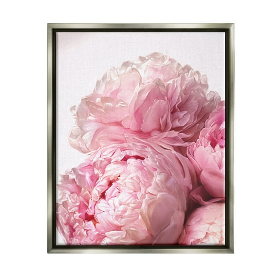 Stupell Industries Blush Pink Peonies Florals Blooming over White Luster Gray Framed Floating Canvas Wall Art, 24x30, by Ziwei Li