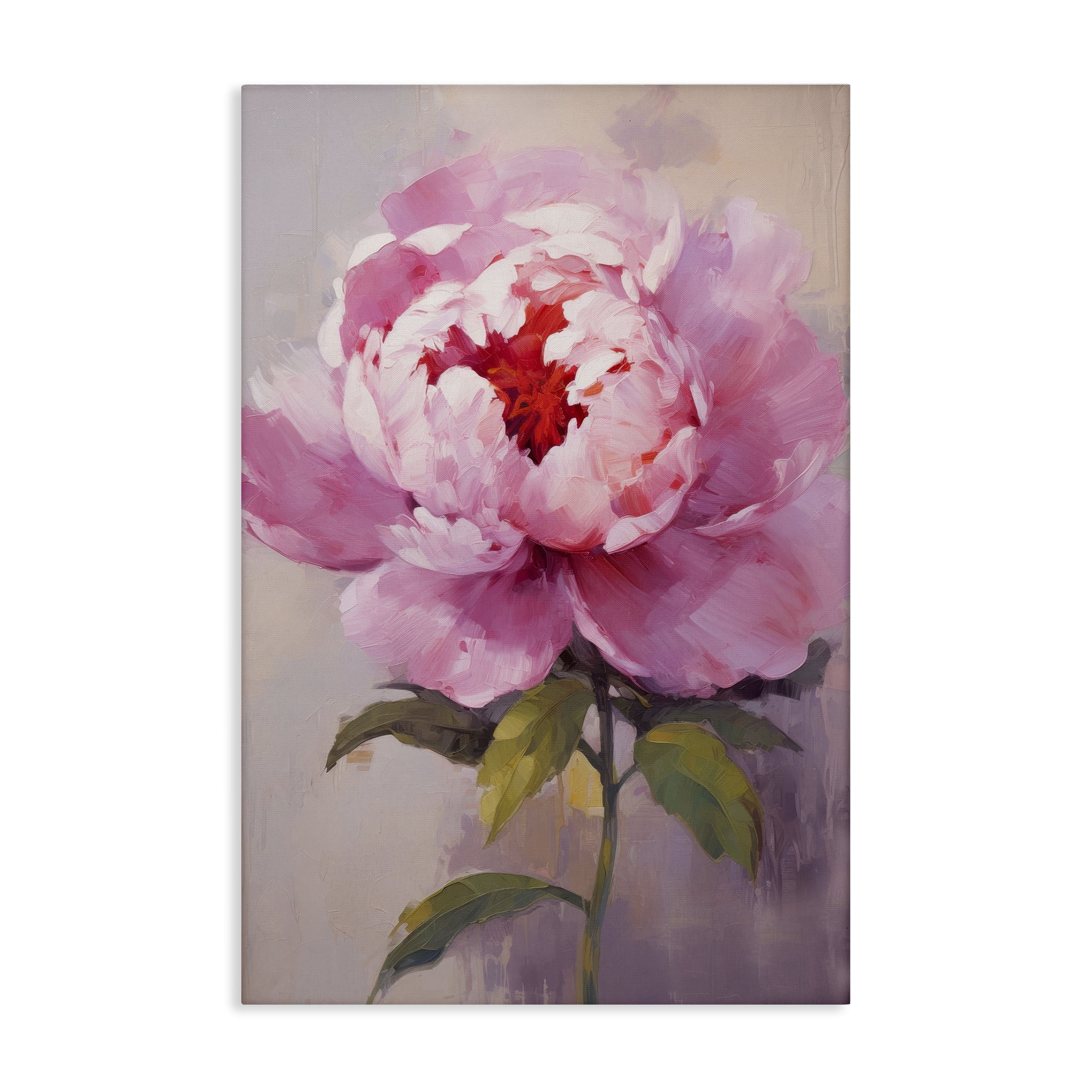 Stupell Industries Blush Pink Peony Botanical & Floral Painting Gallery Wrapped Canvas Art Print Wall Art, 24 x 36