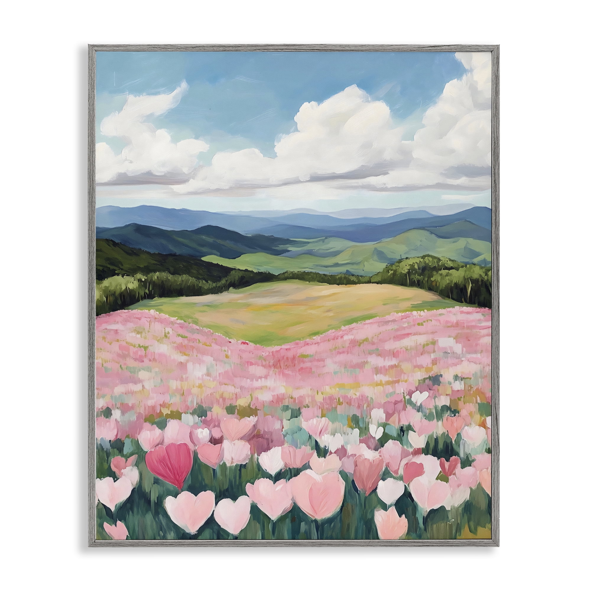 Stupell Industries Blush Pink Poppy Field Gray Framed Giclee Art, design by The Prints Vibe