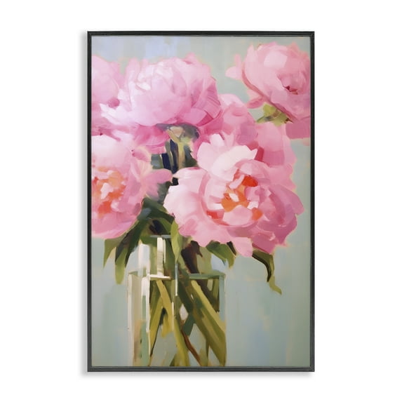 Stupell Industries Blush Pink Roses Botanical & Floral Painting Black Framed Art Print Wall Art, 20 x 30