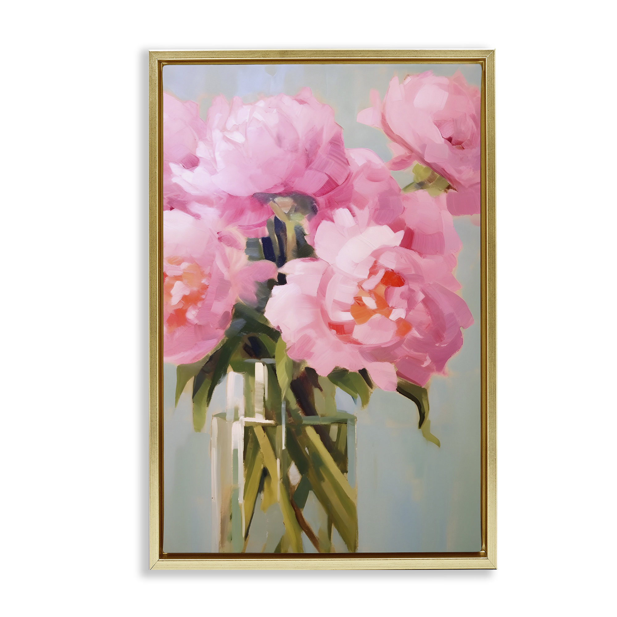 Stupell Industries Blush Pink Roses Botanical & Floral Painting Gold Floater Framed Art Print Wall Art, 17 x 25