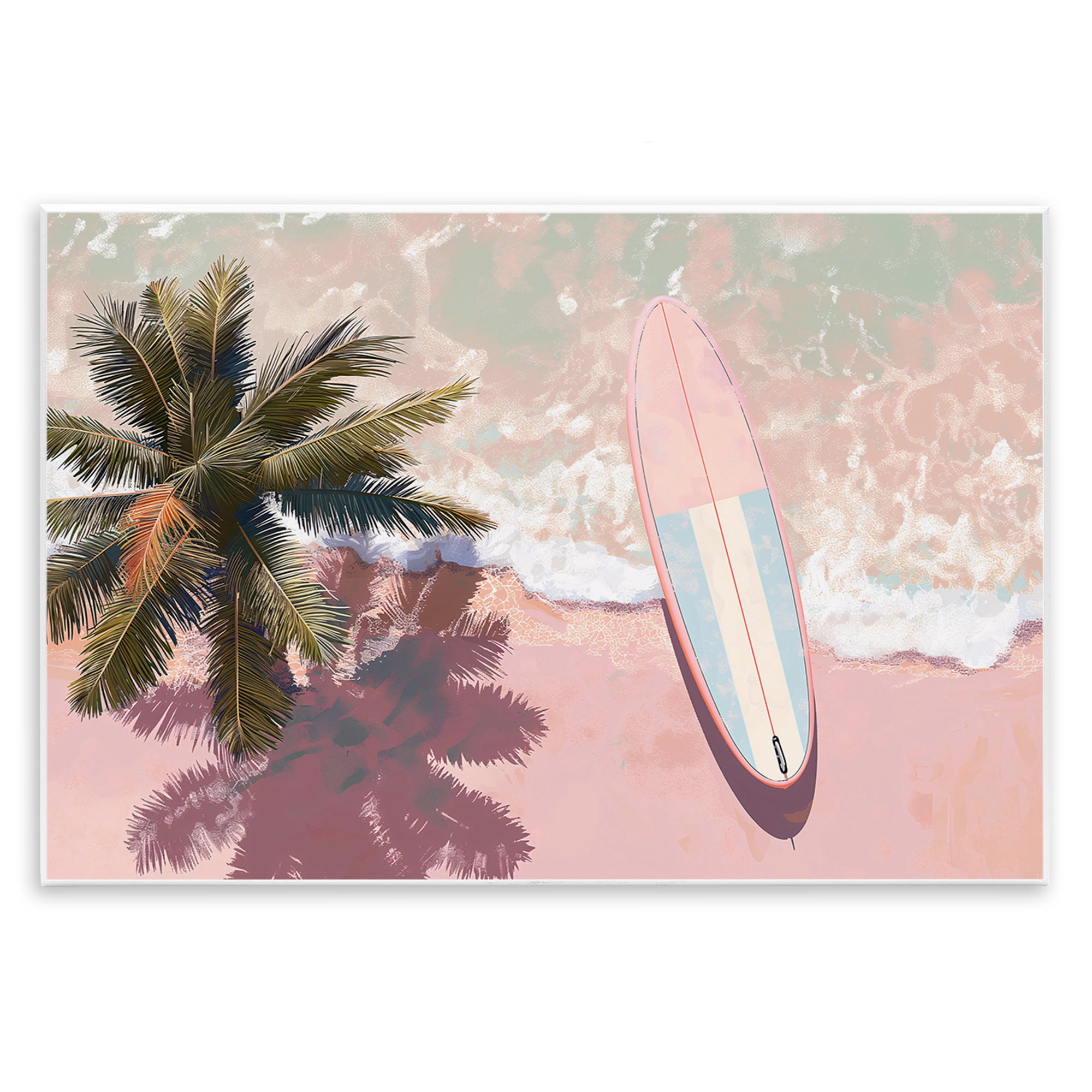 Stupell Industries Blush Pink Surfboard & Palm Wall Plaque Art, design by Jacky Ngan