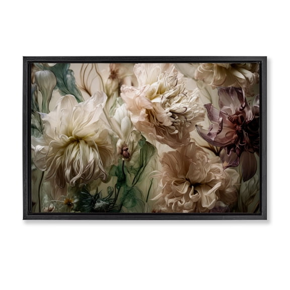 Stupell Industries Blush Toned Flowers Plants & Flowers Painting Black Floater Framed Canvas Art Print Wall Art, 25 x 17