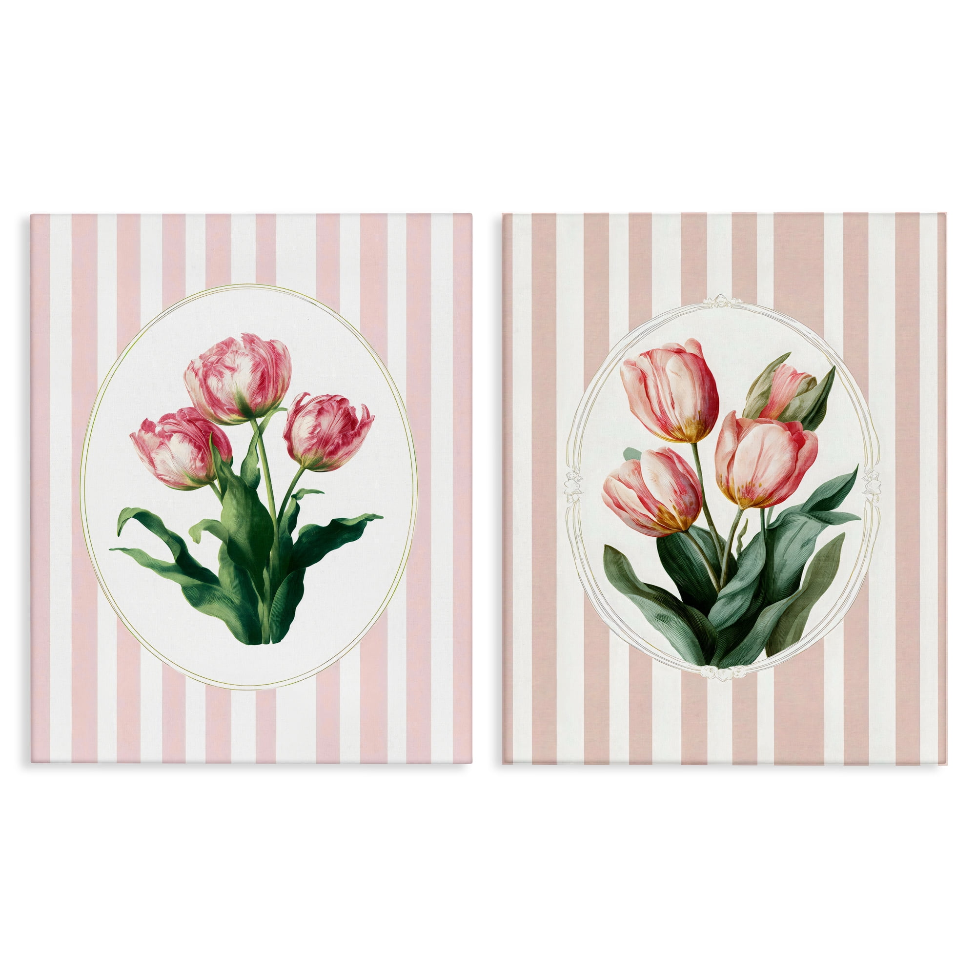 Stupell Industries Blush Tulips on Stripes 2 Piece Canvas Wall Art Set, design by Ink Drop Loft