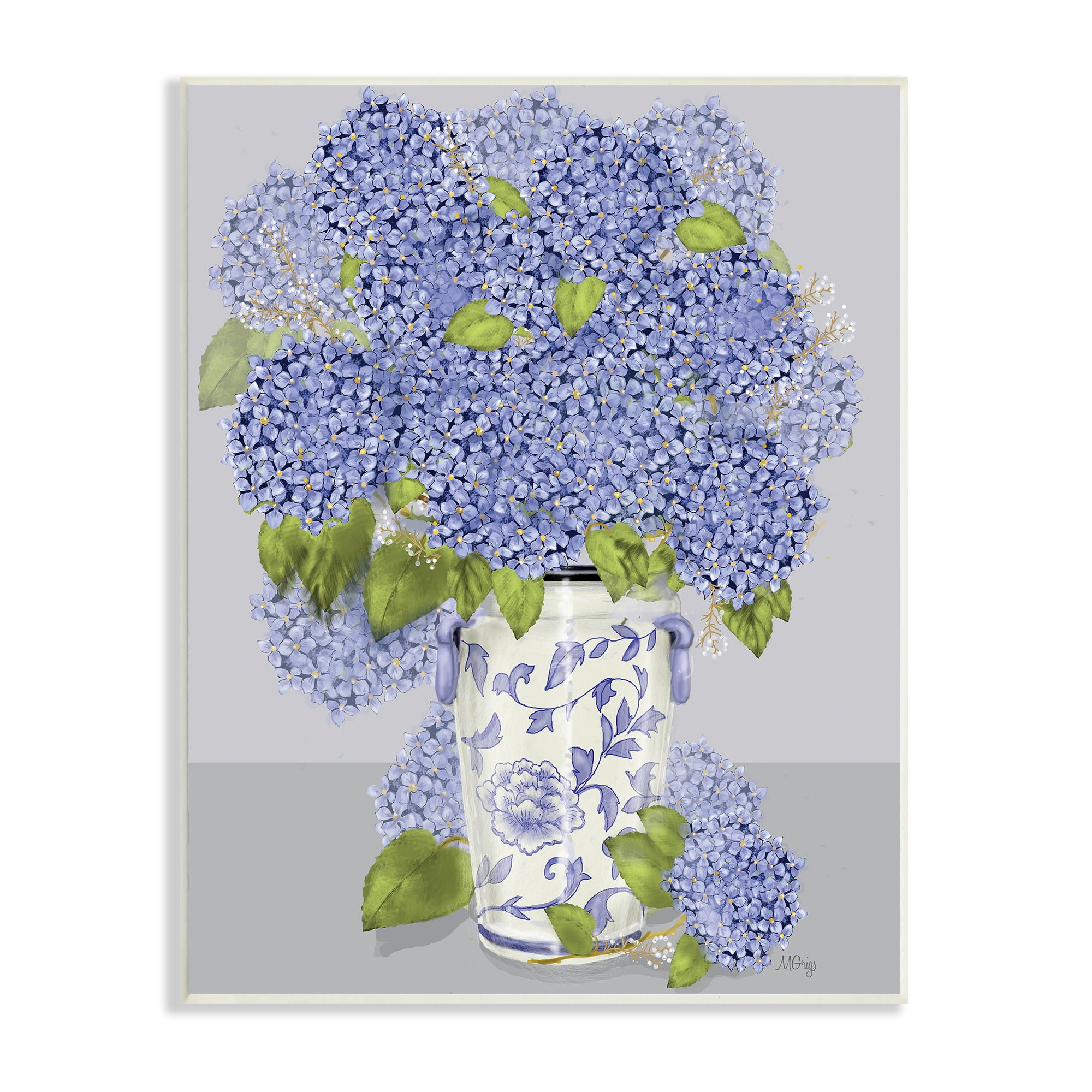 Stupell Industries Blushing Blue Hydrangeas Traditional Farmhouse Vase Still-Life, 10 x 15, Designed by Maureen Grigs