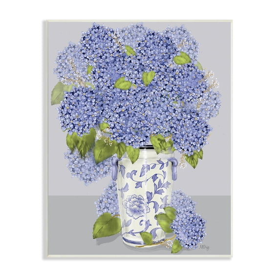 Stupell Industries Blushing Blue Hydrangeas Traditional Farmhouse Vase Still-Life, 10 x 15, Designed by Maureen Grigs