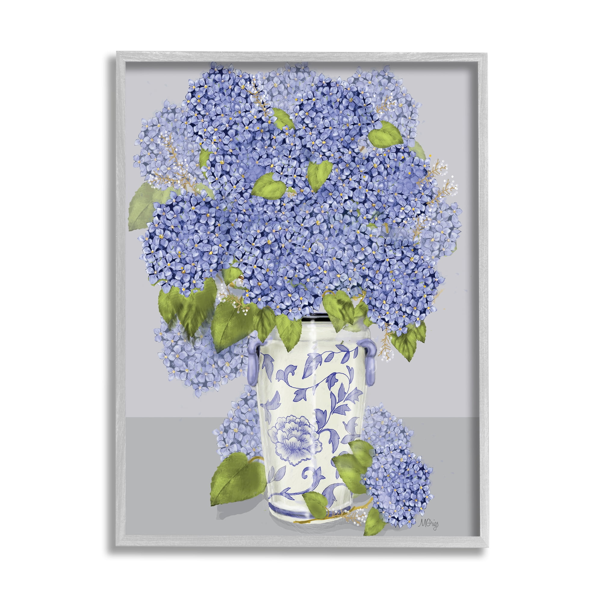 Stupell Industries Blushing Blue Hydrangeas Traditional Farmhouse Vase Still-Life, 11 x 14, Designed by Maureen Grigs