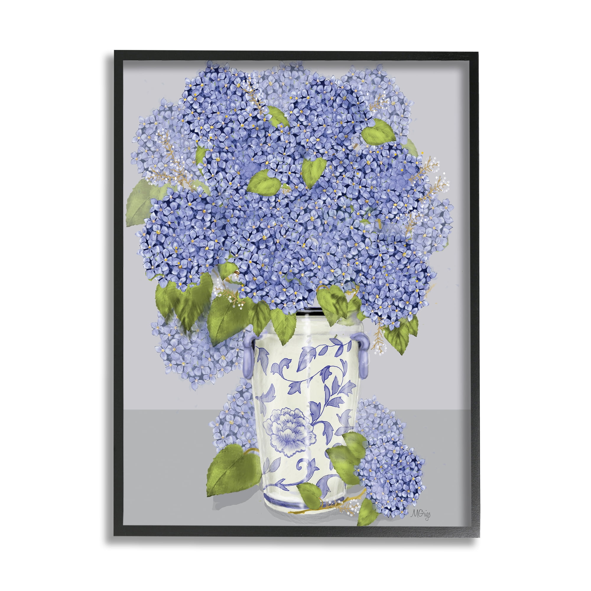 Stupell Industries Blushing Blue Hydrangeas Traditional Farmhouse Vase Still-Life, 16 x 20, Designed by Maureen Grigs