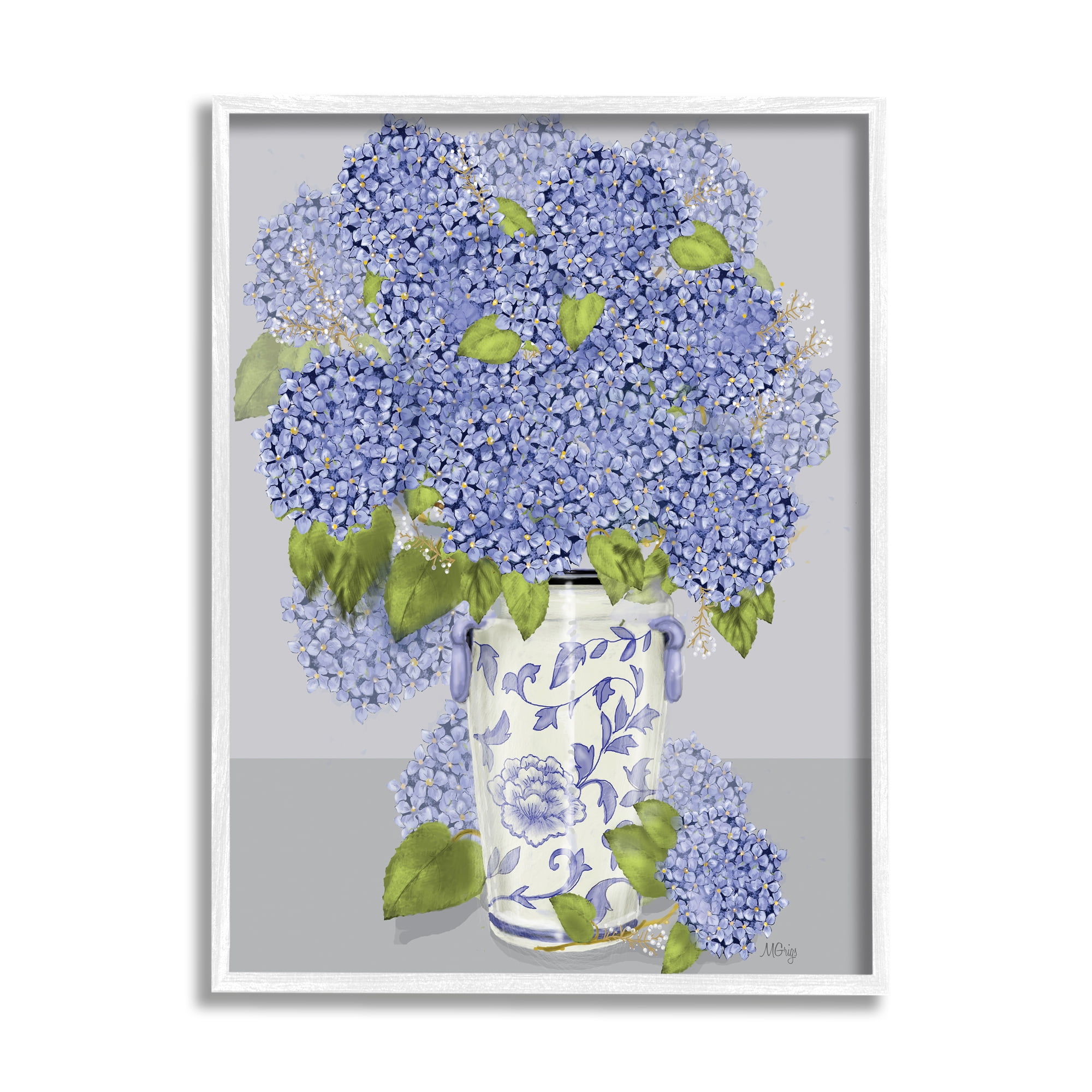 Stupell Industries Blushing Blue Hydrangeas Traditional Farmhouse Vase Still-Life, 16 x 20, Designed by Maureen Grigs