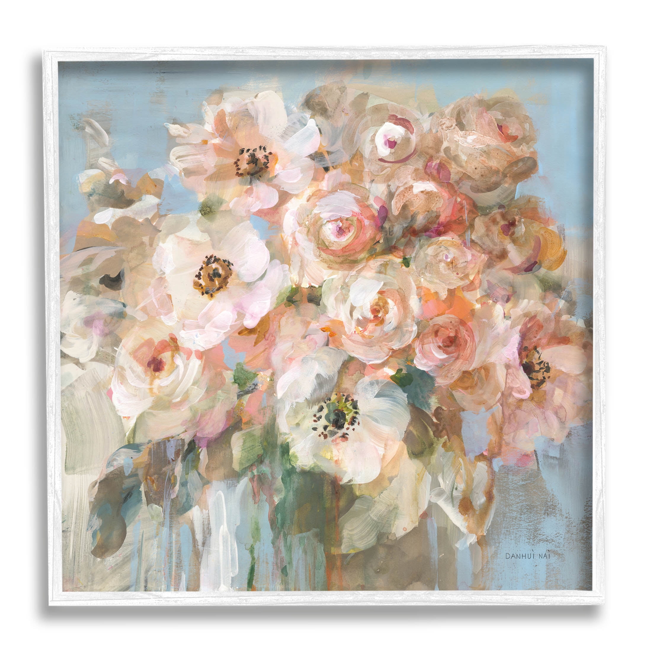 Stupell Industries Blushing Bouquet Pink White Floral Painting White Framed Art Print Wall Art, Design by Danhui Nai