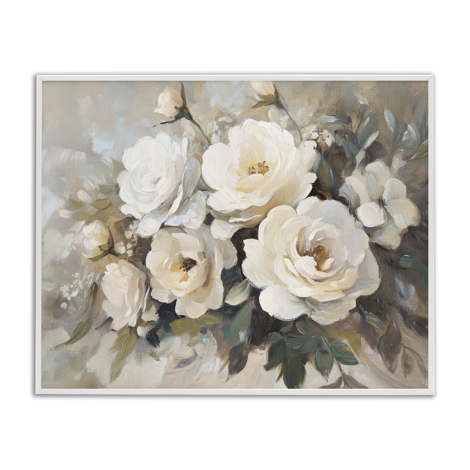 Stupell Industries Blushing Cream Bouquet Plants & Flowers Painting White Framed Art Print Wall Art, 20 x 16