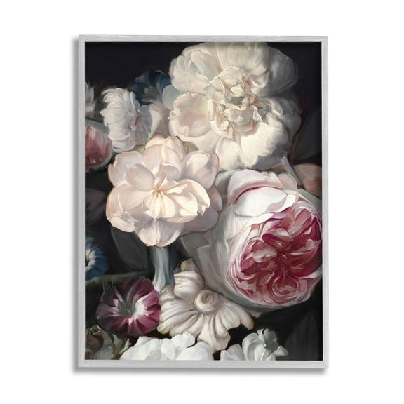 Stupell Industries Blushing Floral Petals Enchanting Pink White Flowers Gray Framed by Ziwei Li